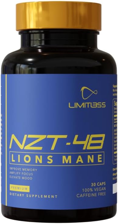 Premium Lions Mane Brain Booster Capsules - Nootropic Memory and Focus Supplements - Natural Energy with Phosphatidylserine - 30 Servings