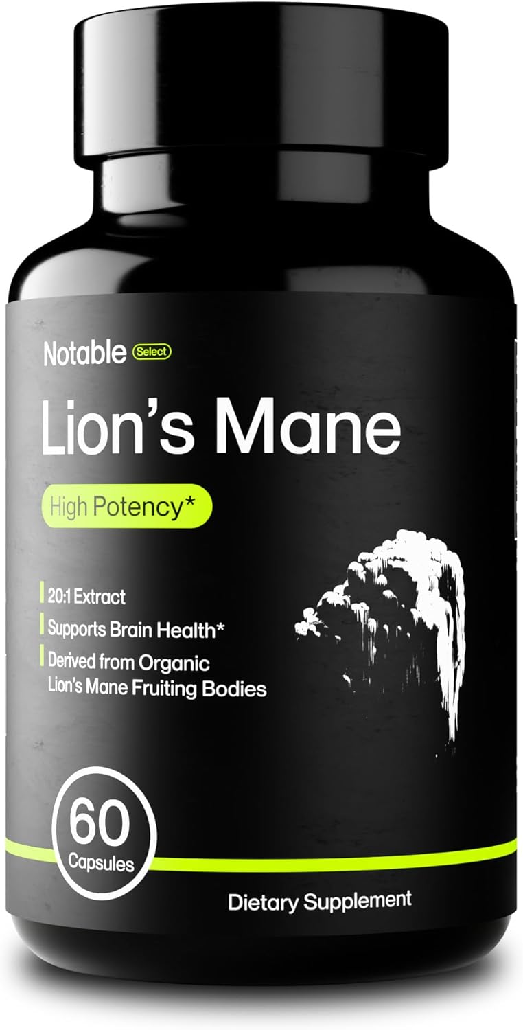 Premium Lion's Mane Mushroom Supplement for Cognitive Support | Organic 20:1 Extract | Lab-Tested Ingredients | 1-Month Supply