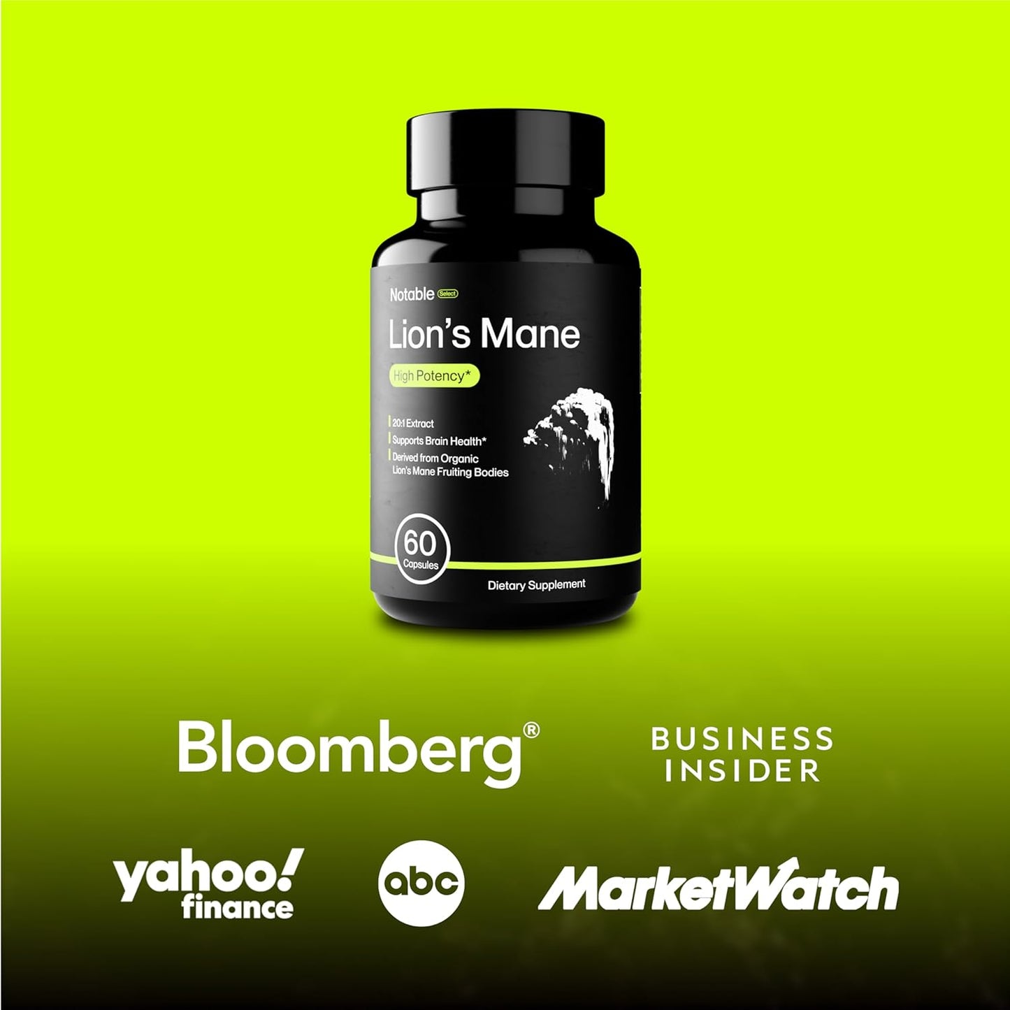 Premium Lion's Mane Mushroom Supplement for Cognitive Support | Organic 20:1 Extract | Lab-Tested Ingredients | 1-Month Supply