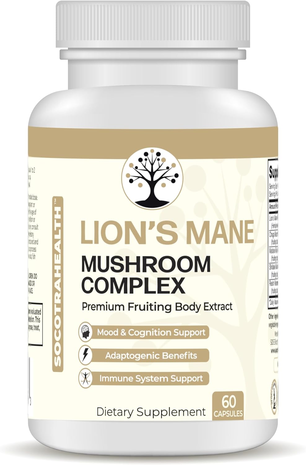 Premium Lions Mane Mushroom Supplement with Chaga, Maitake, Shiitake & Reishi - Mood, Brain, Immune Support - Non-GMO - 60 Vegan Capsules