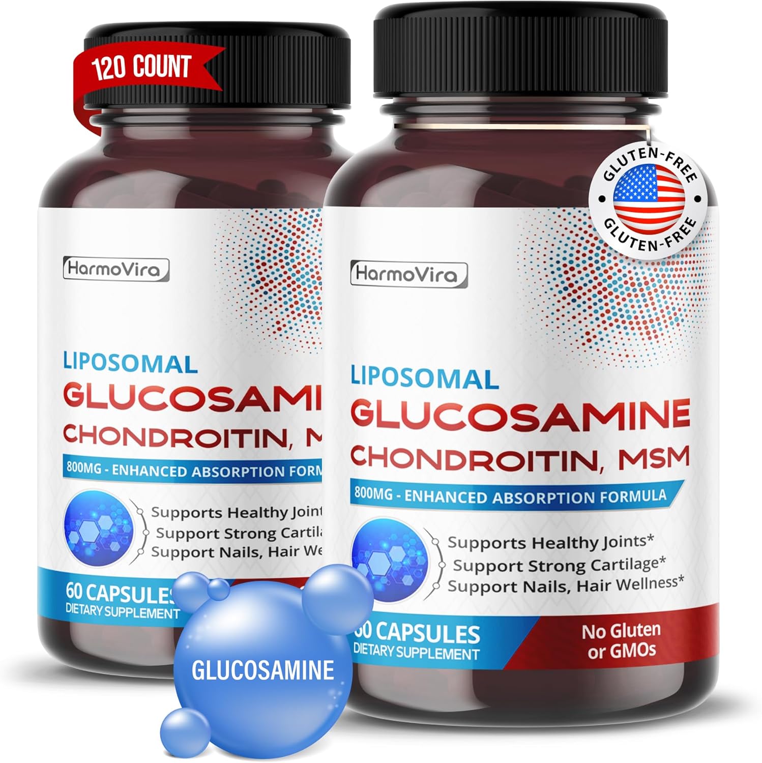Premium Liposomal Glucosamine Chondroitin MSM Supplement for Joint Health - 120 Day Supply - USA Made