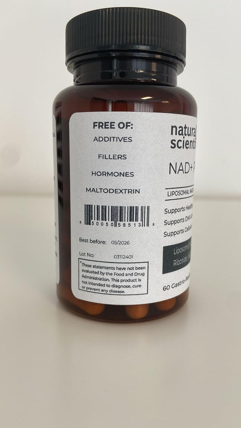 Premium Liposomal NAD Supplement with NR and Niacin for Longevity and Cognitive Health - 30-Day Supply - 60 Capsules