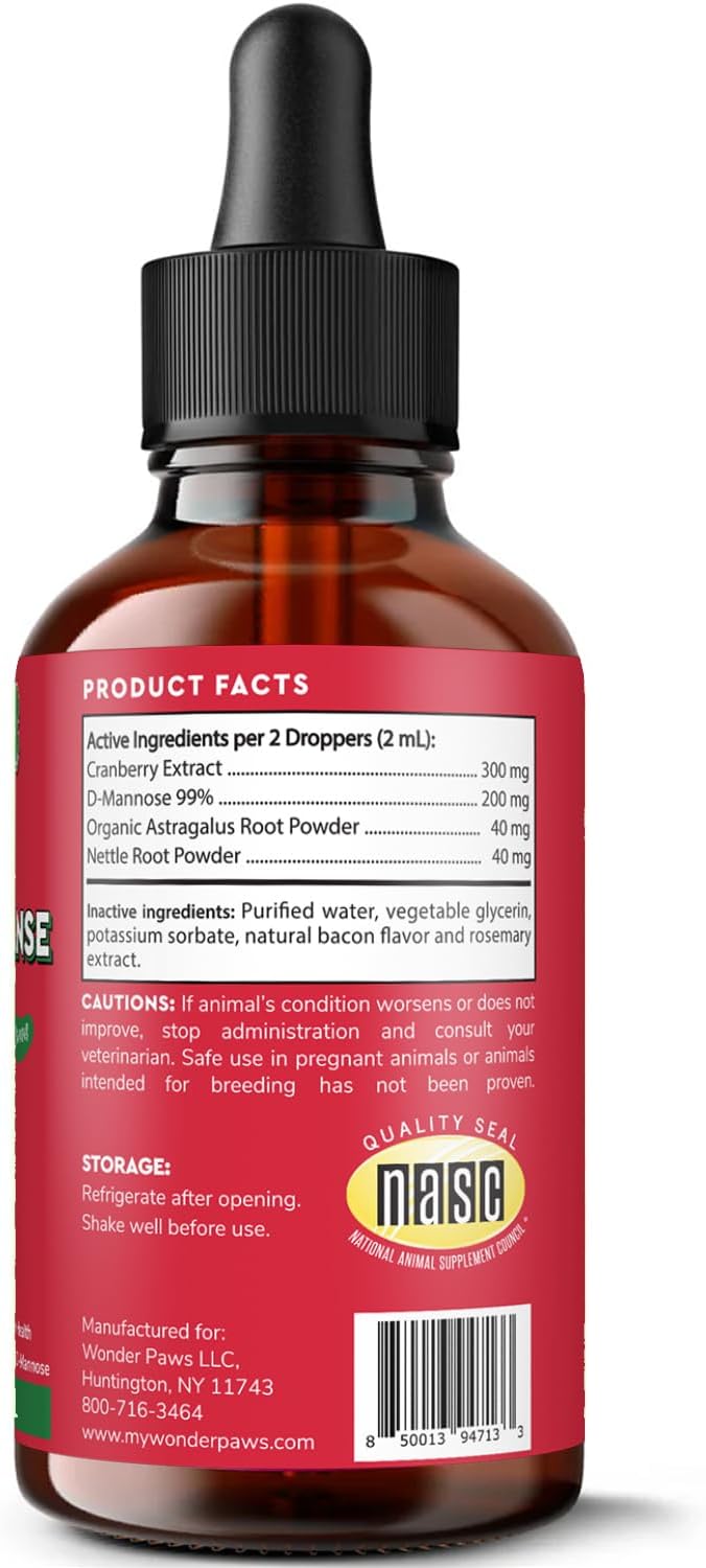Premium Liquid Cranberry Kidney Support Supplement for Dogs - Promotes Bladder, Urinary & Kidney Health - 2 oz (60ml) Bottle