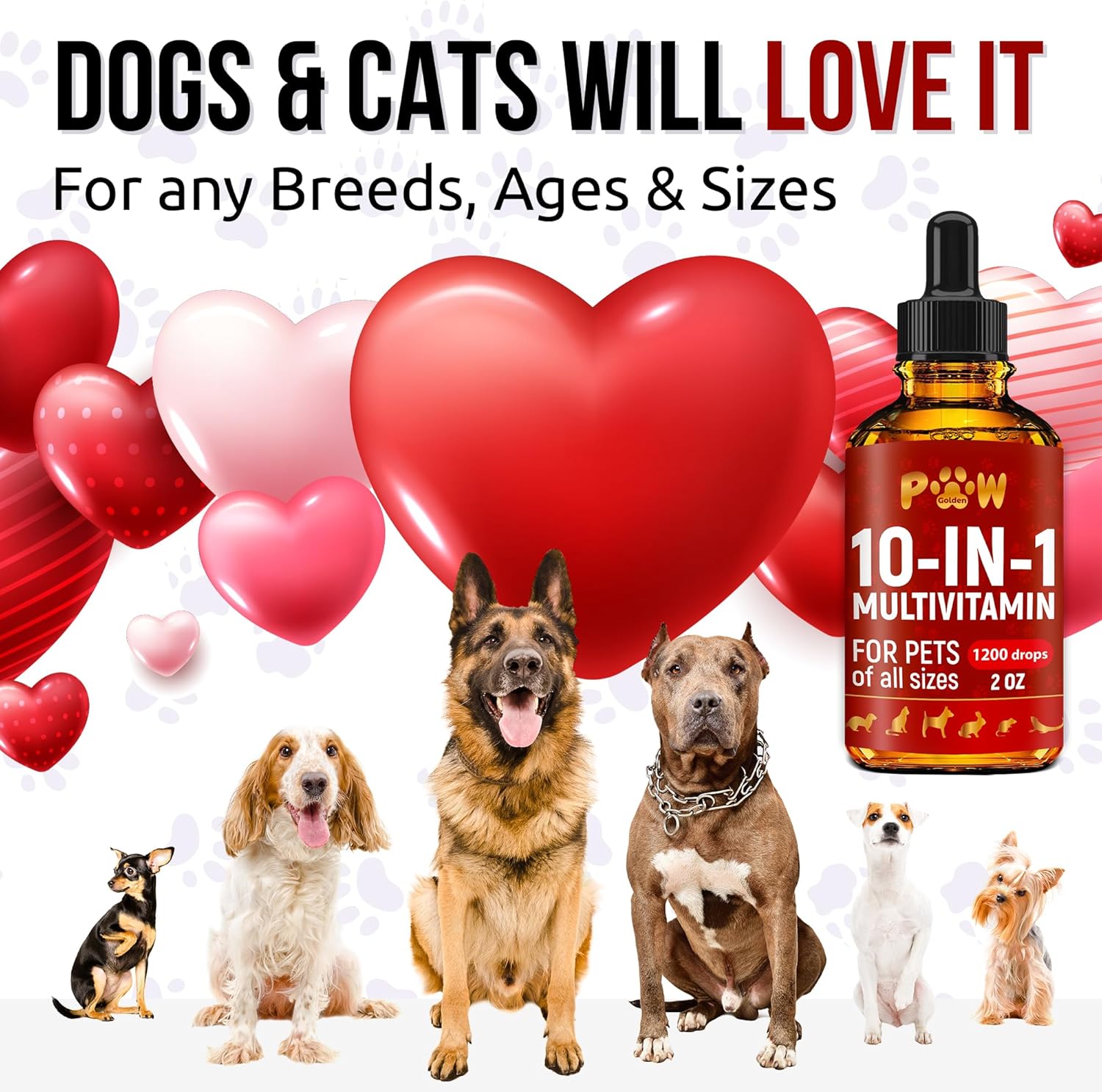 Premium Liquid Multivitamin for Cats and Dogs | 10-in-1 Formula with Vitamin B Complex | Cranberry Supplement for Urinary Health | Supports Digestion, Breathing, and Mobility | All Ages | 2 Oz Bottle