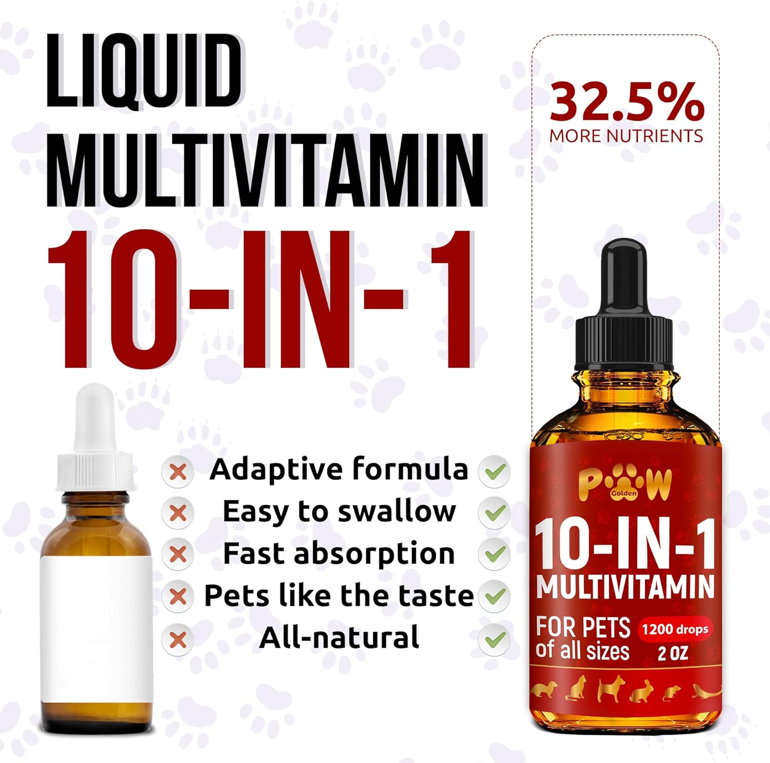 Premium Liquid Multivitamin for Cats and Dogs | 10-in-1 Formula with Vitamin B Complex | Cranberry Supplement for Urinary Health | Supports Digestion, Breathing, and Mobility | All Ages | 2 Oz Bottle