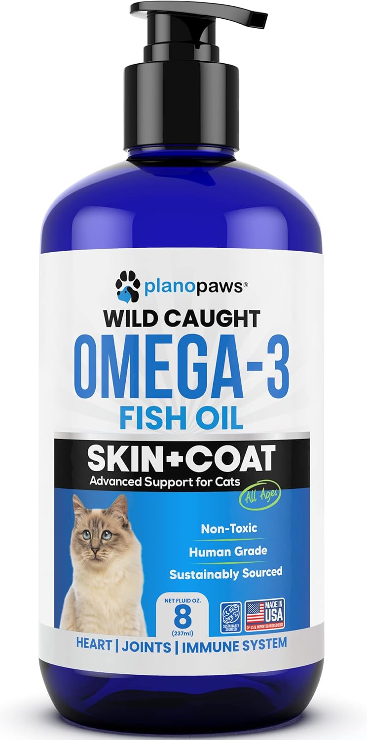 Premium Liquid Omega 3 Fish Oil Supplement for Cats - Supports Healthy Skin, Coat, and Joints - All-Natural Cat Health Formula - Rich in Essential Fatty Acids - Promotes Overall Wellness for Cats of All Ages