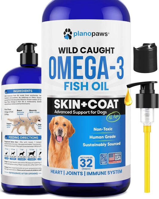 Premium Liquid Omega 3 Fish Oil Supplement for Dogs - Reduces Shedding & Itching - Supports Joint, Brain, Heart Health - Skin & Coat Care - Better Than Salmon Oil