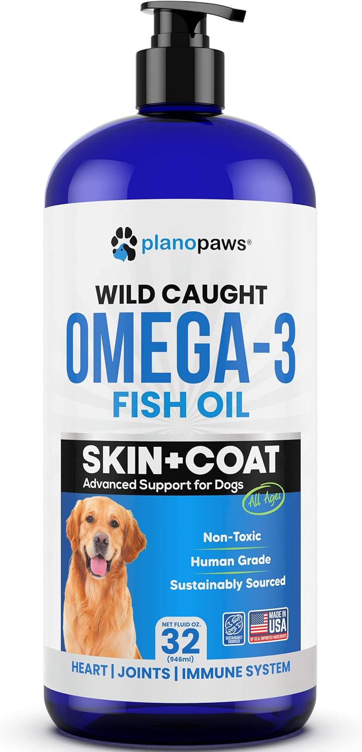 Premium Liquid Omega 3 Fish Oil Supplement for Dogs - Reduces Shedding & Itching - Supports Joint, Brain, Heart Health - Skin & Coat Care - Better Than Salmon Oil