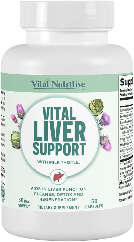 Premium Liver Cleanse Detox & Repair Formula with Milk Thistle for Liver Health - VITAL NUTRITIVE Liver Support Formula