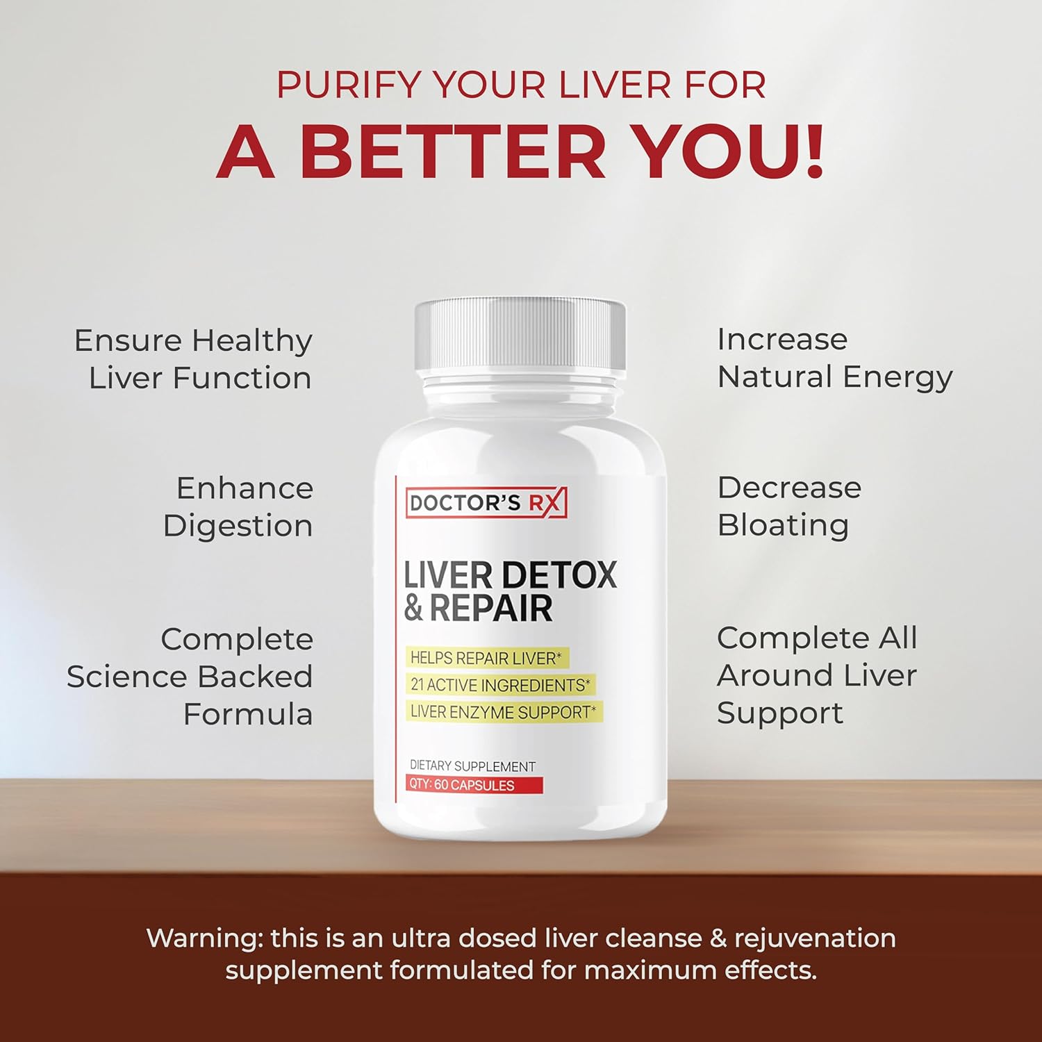 Premium Liver Cleanse & Detox Supplement - Doctor's Recommended Formula with 21 Powerful Ingredients | Enhance Liver Function & Repair Enzymes | 3rd Party Tested - 60 Capsules