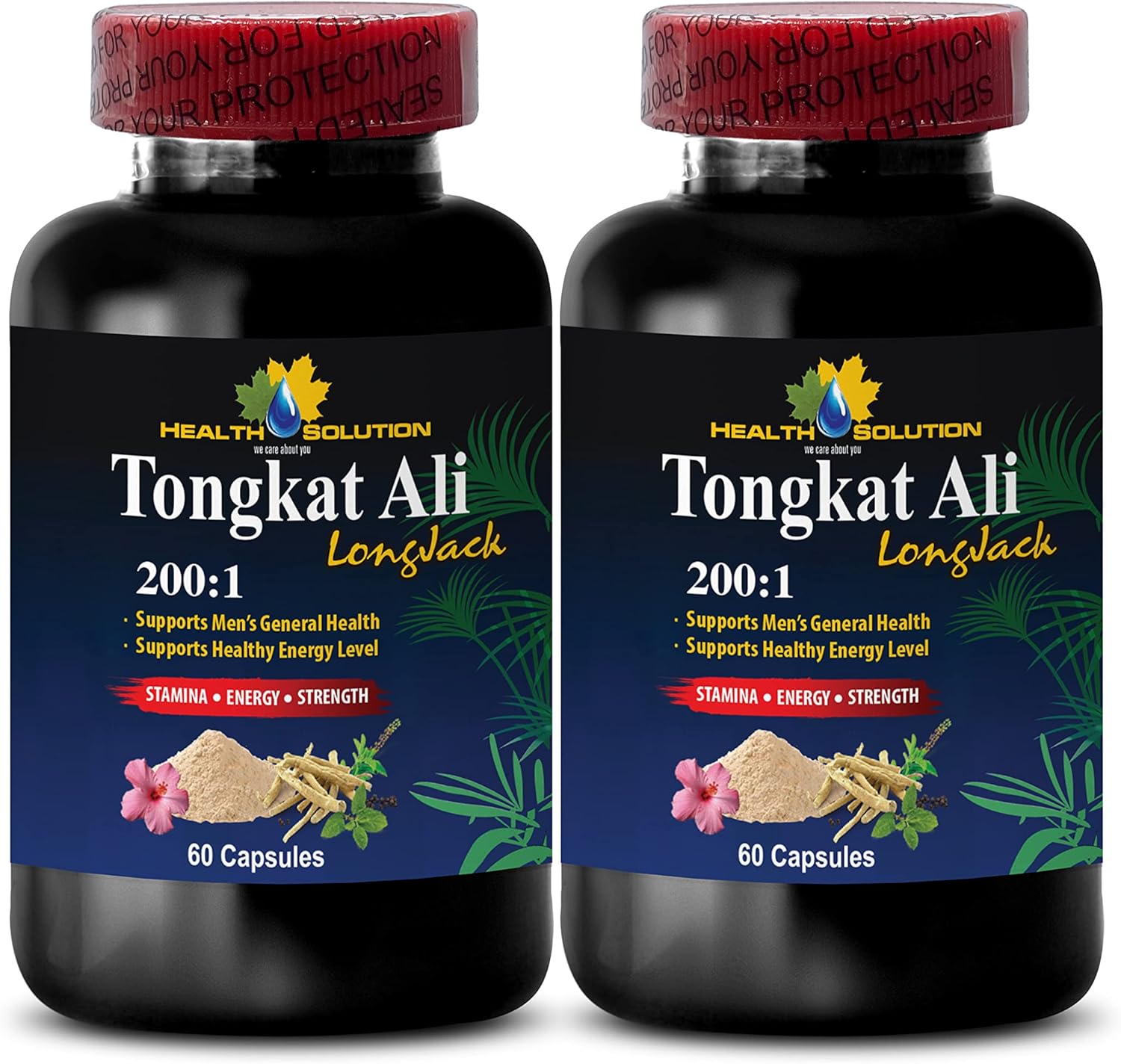 Premium Longjack Extract for Men - Tongkat Ali Root 200:1 - Natural Booster Supplement - Organic Tongkat Ali - 120 Capsules x 2 Bottles