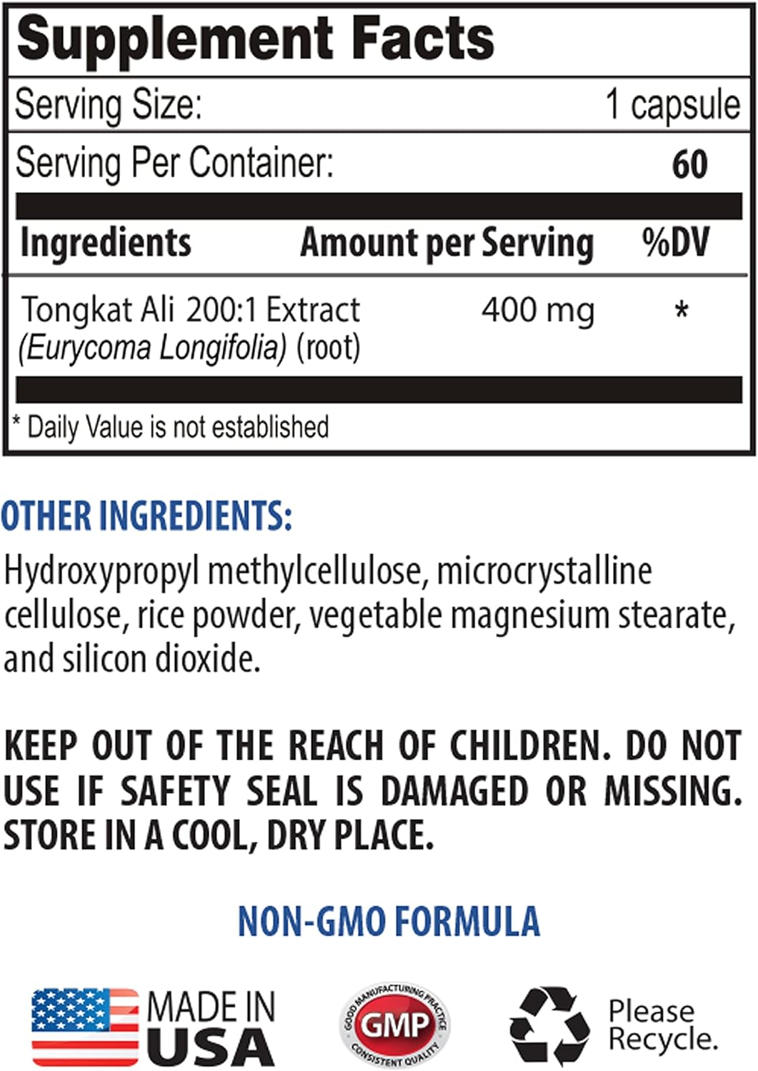 Premium Longjack Extract for Men - Tongkat Ali Root 200:1 - Natural Booster Supplement - Organic Tongkat Ali - 120 Capsules x 2 Bottles