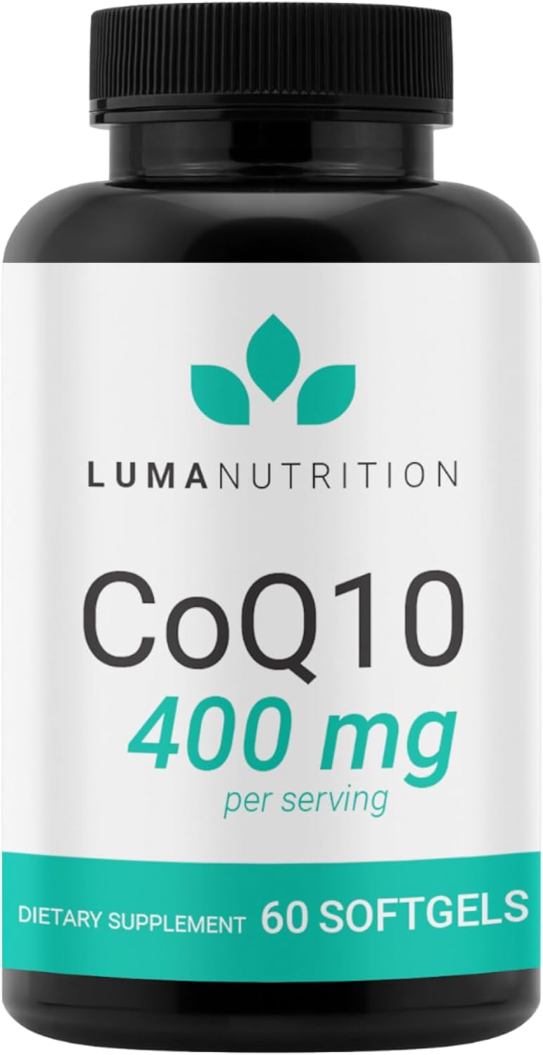 Premium Luma Nutrition CoQ10 400mg Softgels - High Potency Coenzyme Q10 - 60 Liquid Softgels, 2x200mg per Serving