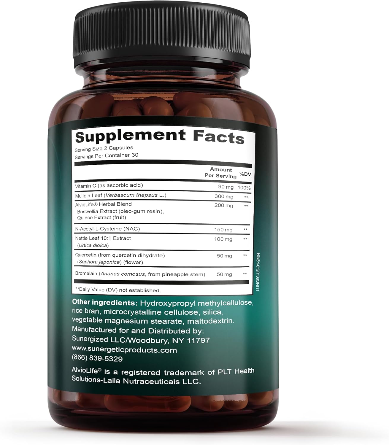 Premium Lung Support Supplement with Mullein Leaf, NAC, Bromelain & Boswellia - Respiratory Health Formula for Breathing & Bronchial Health - 60 Capsules