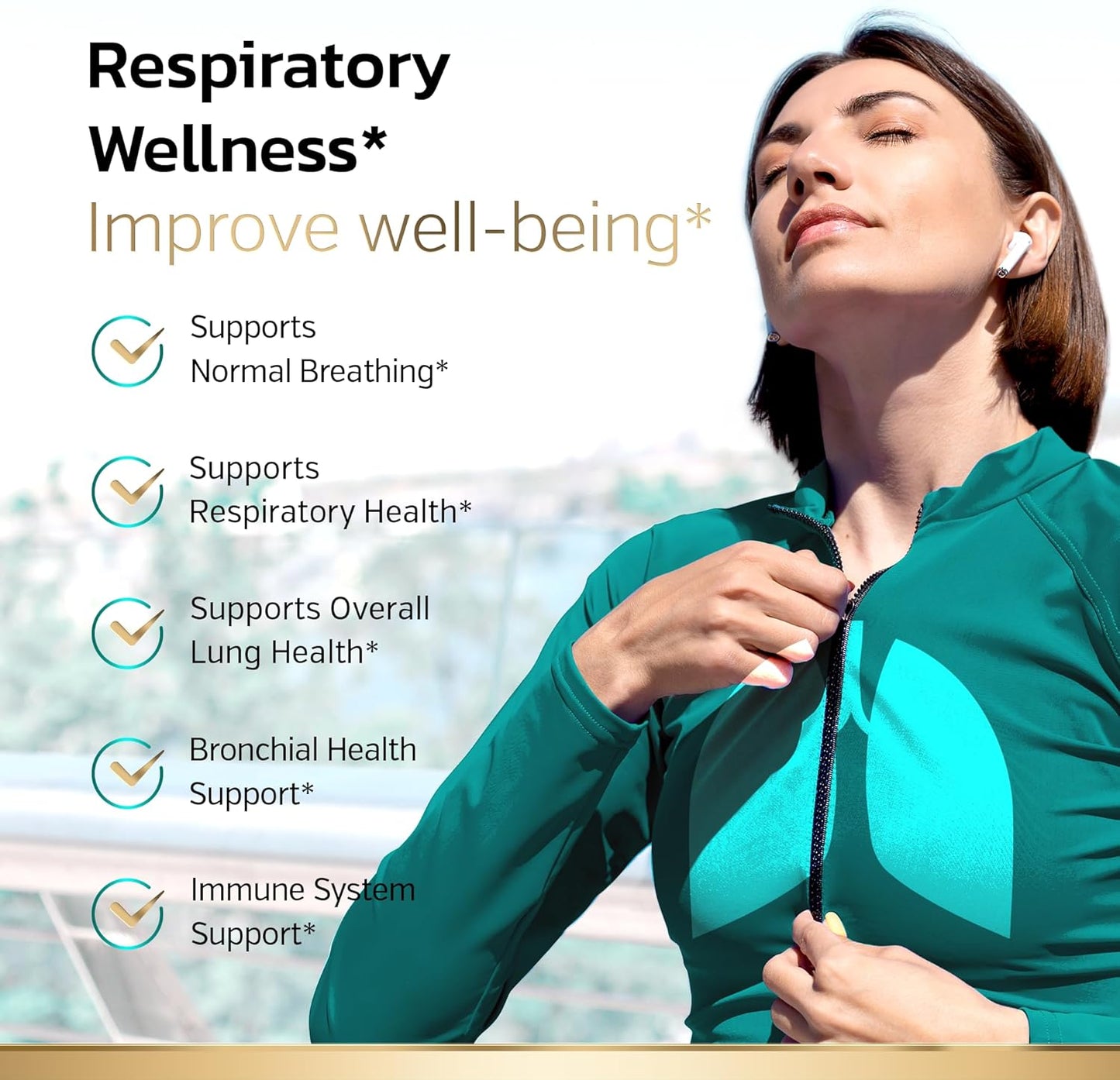 Premium Lung Support Supplement with Mullein Leaf, NAC, Bromelain & Boswellia - Respiratory Health Formula for Breathing & Bronchial Health - 60 Capsules