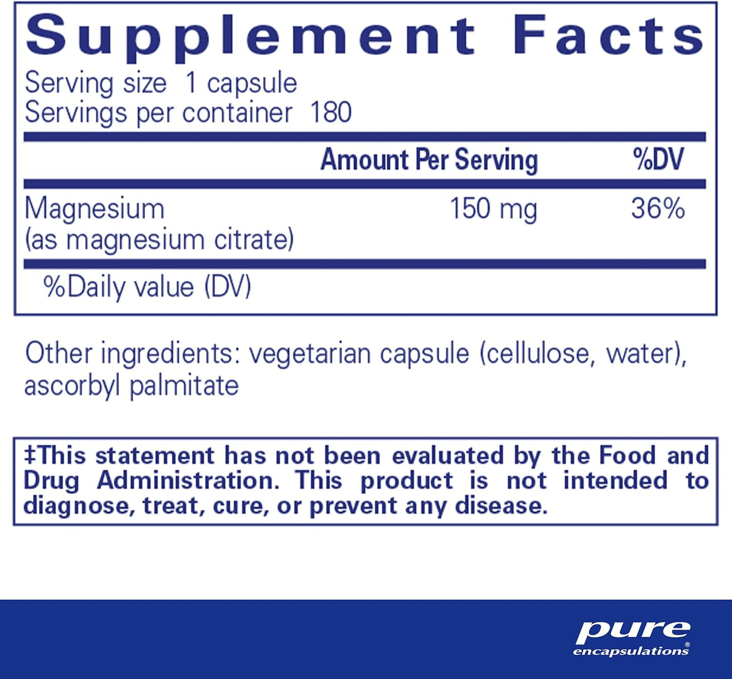 Premium Magnesium Citrate Supplement for Sleep, Heart, Bones, Energy - 180 Capsules