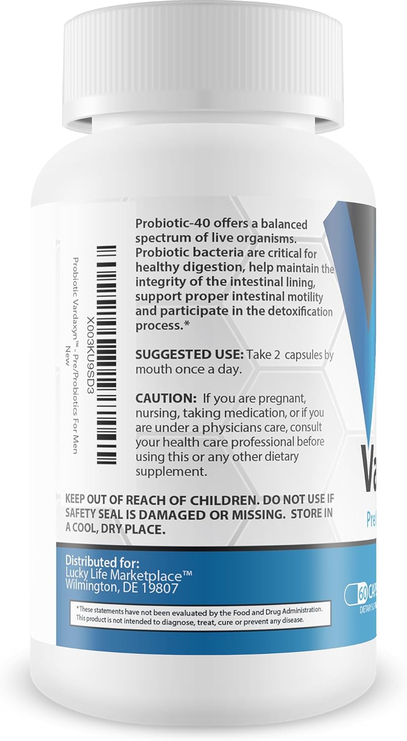 Premium Male Probiotic Formula for Gut, Mood, and Immune Health - Vardaxyn Male Probiotics with Prebiotics for Men