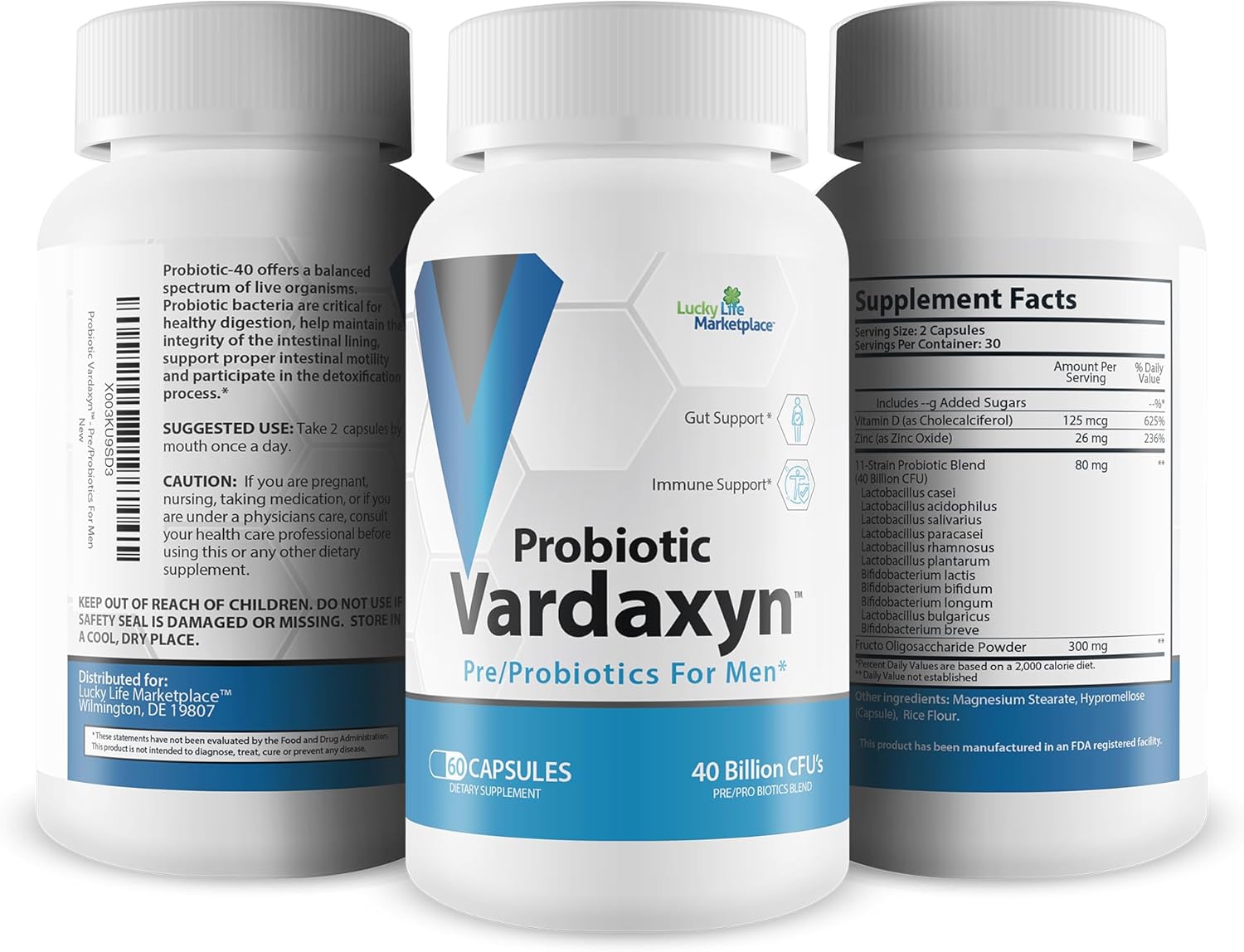 Premium Male Probiotic Formula for Gut, Mood, and Immune Health - Vardaxyn Male Probiotics with Prebiotics for Men
