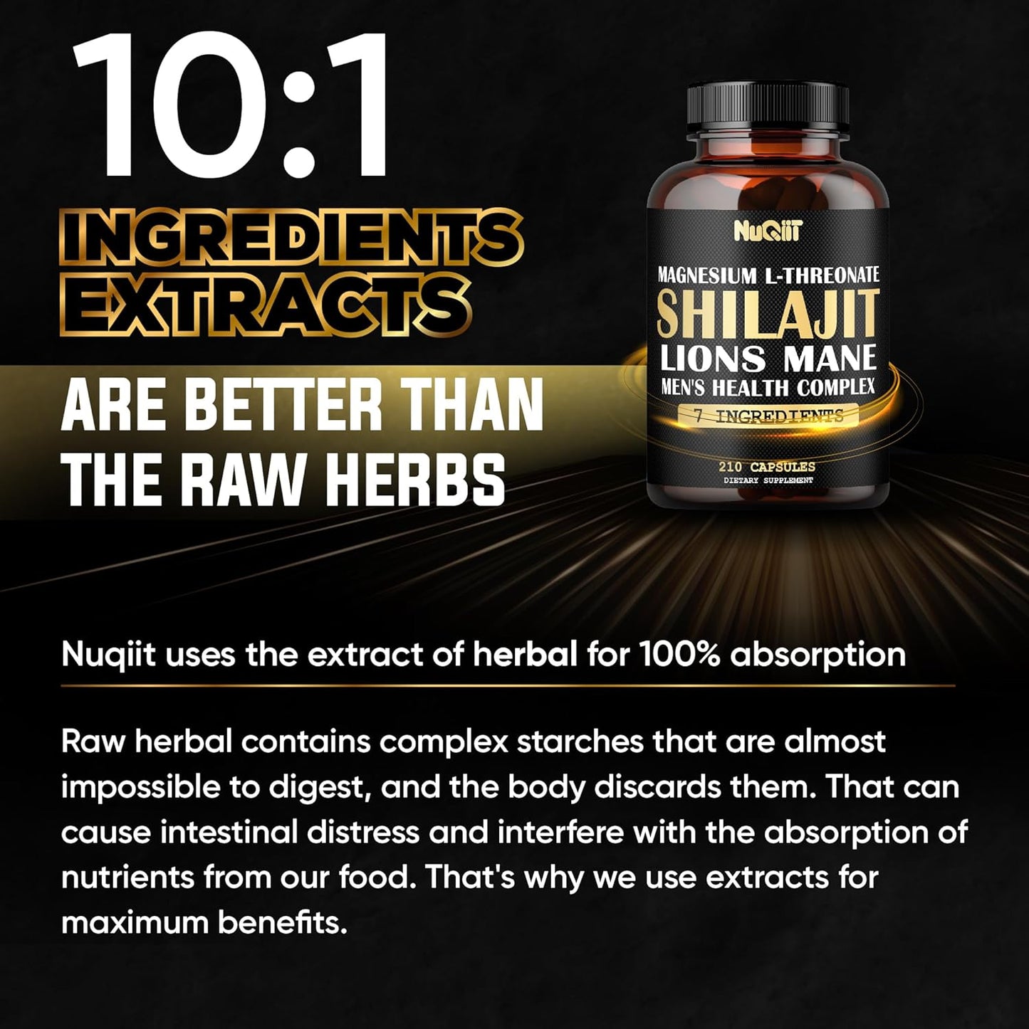 Premium Male's Health Complex Capsules with Magnesium L-Threonate, Lions Mane, Shilajit, Ashwagandha, Maca Root & More - 210 Capsules for Immune, Brain Health, Energy