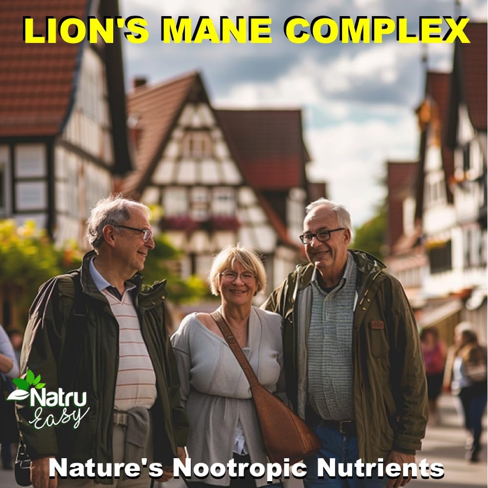 Premium Max Strength 5 in 1 Lion's Mane Complex - Non GMO Formula - 4 Months Supply - Adaptogenic Mushroom Blend - 3rd Party Tested - USA Made
