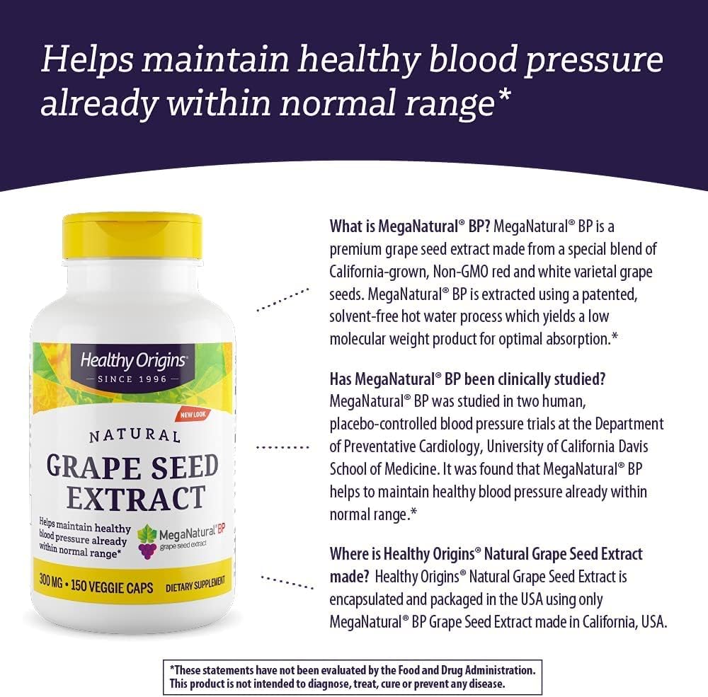 Premium MegaNatural BP-Grape Seed Extract Capsules 300mg - Blood Flow Support - Non-GMO & Gluten-Free - 150 Veggie Capsules