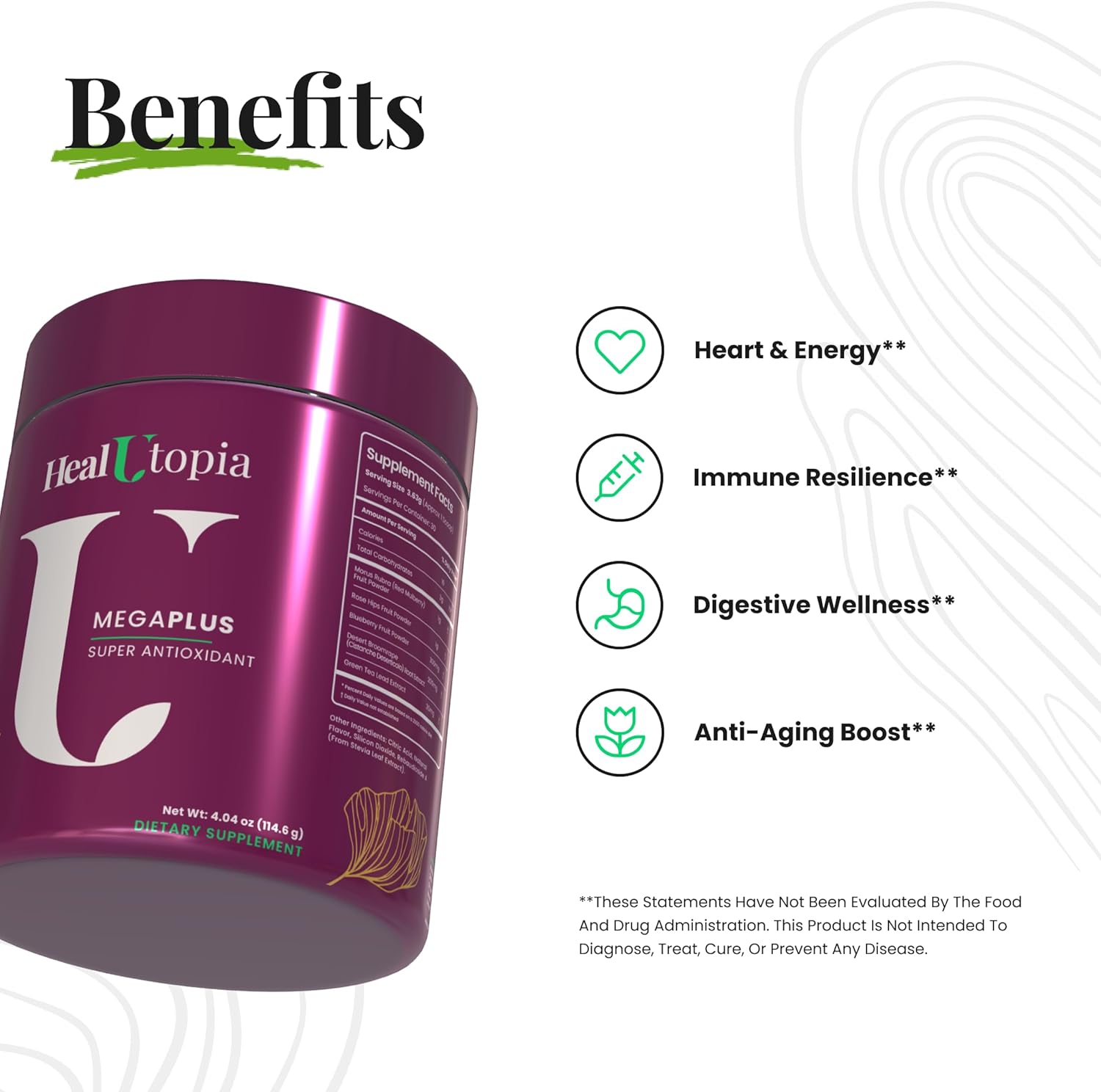 Premium MegaPlus Super Antioxidant Supplement with Mulberry, Cistanche, Green Tea, Rosehip, and Blueberry Extracts - Immune, Heart, and Joint Support - Non-GMO - Made in USA - 30 Servings