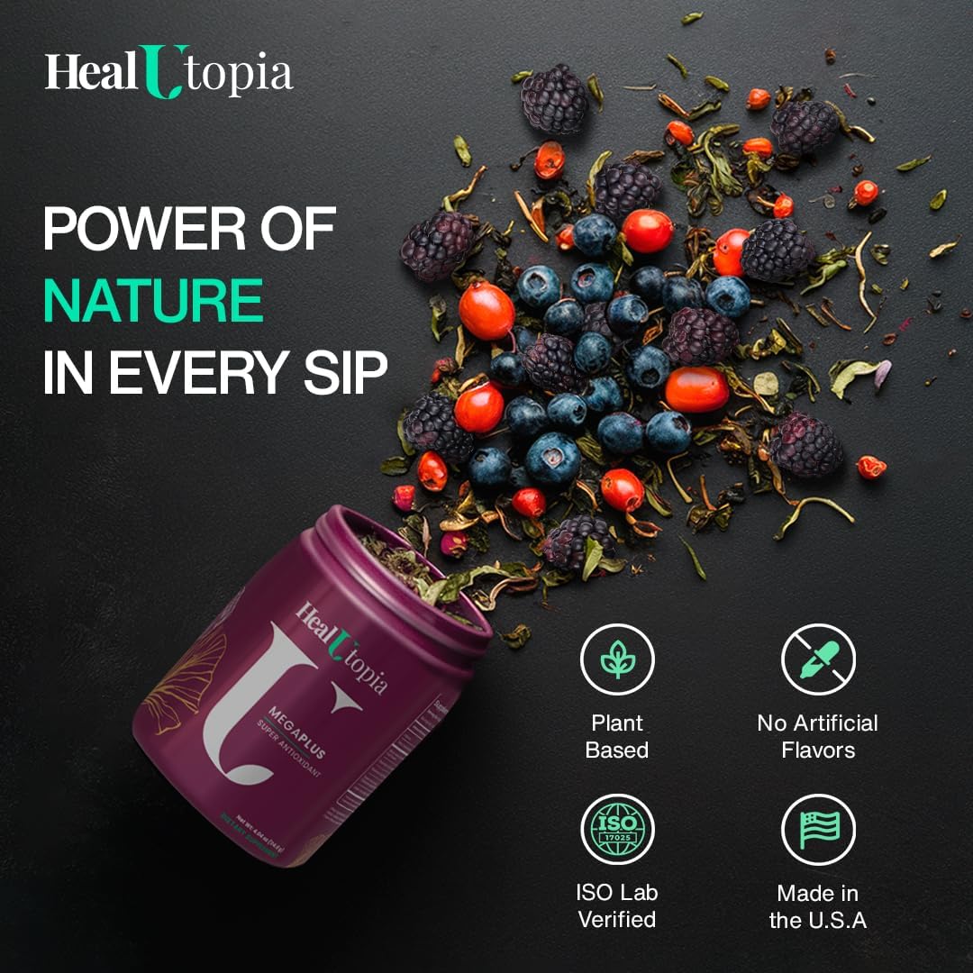 Premium MegaPlus Super Antioxidant Supplement with Mulberry, Cistanche, Green Tea, Rosehip, and Blueberry Extracts - Immune, Heart, and Joint Support - Non-GMO - Made in USA - 30 Servings