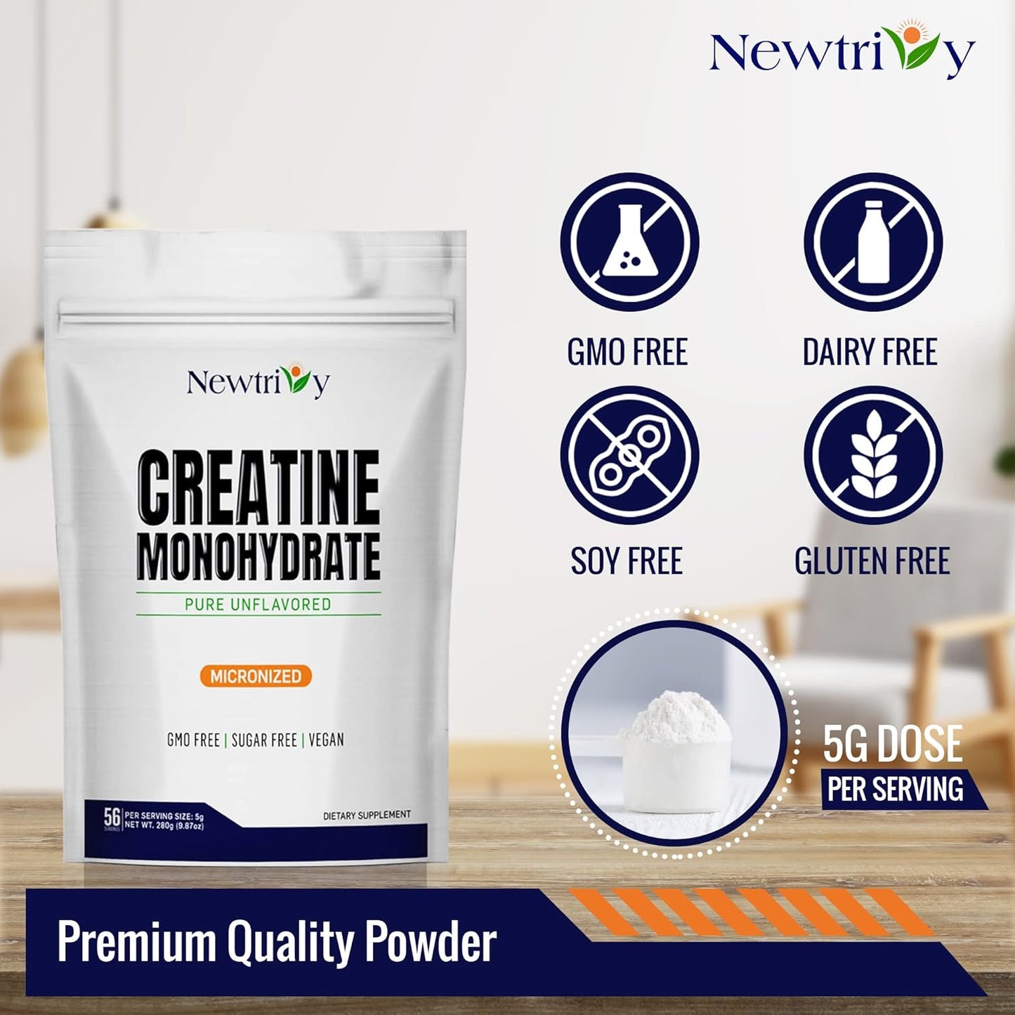 Premium Micronized Creatine Monohydrate Powder - Pure and Unflavored - 280g (9.8oz)