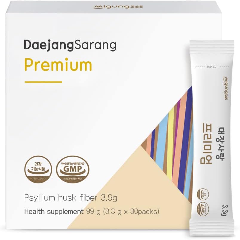 Premium Migung 365 Daejang Sarang Psyllium Husk Fiber Supplement - 30 Sticks for Digestive Health. Natural Plant-Based Formula, 4,960mg.
