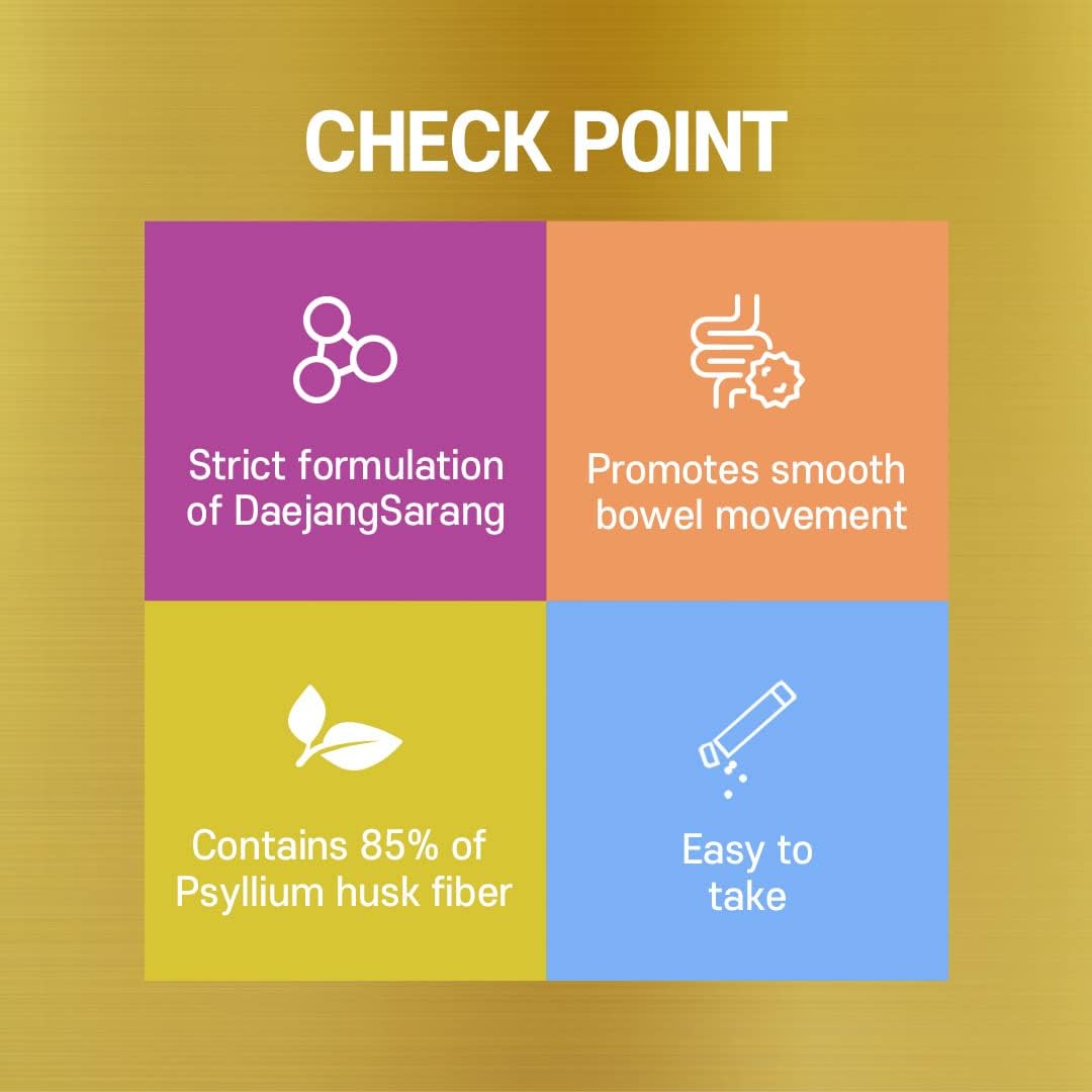 Premium Migung 365 Daejang Sarang Psyllium Husk Fiber Supplement - 30 Sticks for Digestive Health. Natural Plant-Based Formula, 4,960mg.