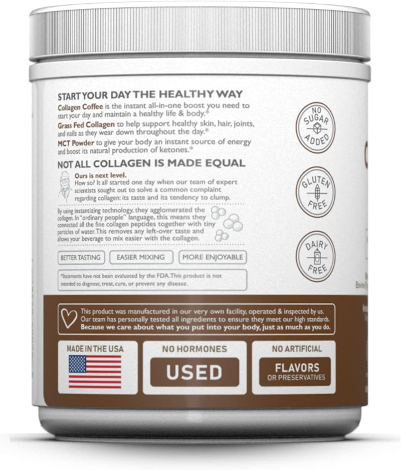 Premium Mocha Hazelnut Collagen Coffee Powder with MCT Coconut Oil - Keto Friendly, Grass-Fed, Soy and Gluten Free