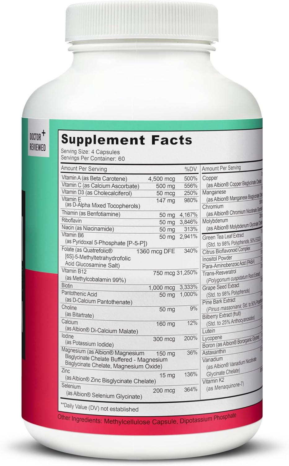 Premium Multivitamin with 37 Essential Nutrients for Energy, Memory, and Immune Health - 240 Vegetarian Capsules