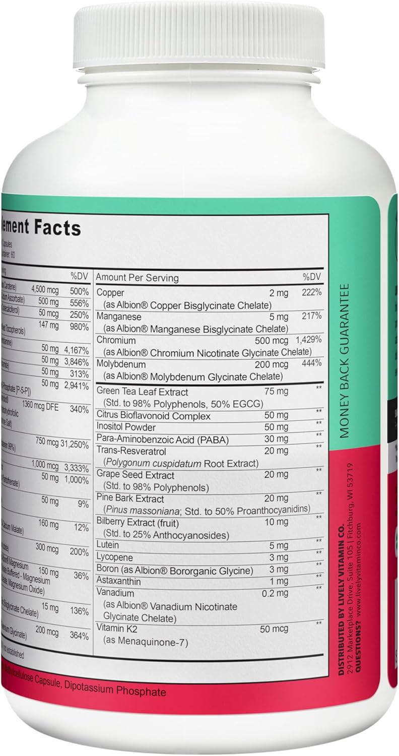 Premium Multivitamin with 37 Essential Nutrients for Energy, Memory, and Immune Health - 240 Vegetarian Capsules