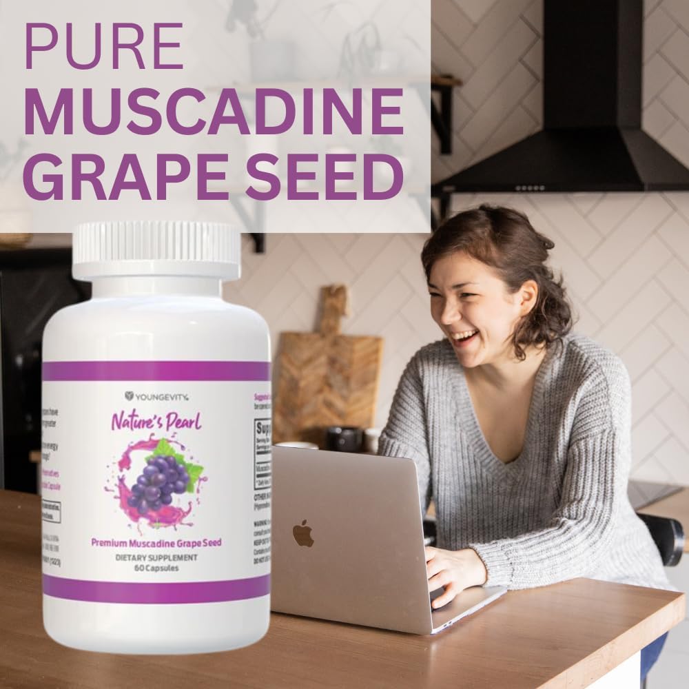 Premium Muscadine Grape Seed Extract Capsules - 650mg - Antioxidant Superfood with Resveratrol, Ellagic Acid, Quercetin - 60 Servings