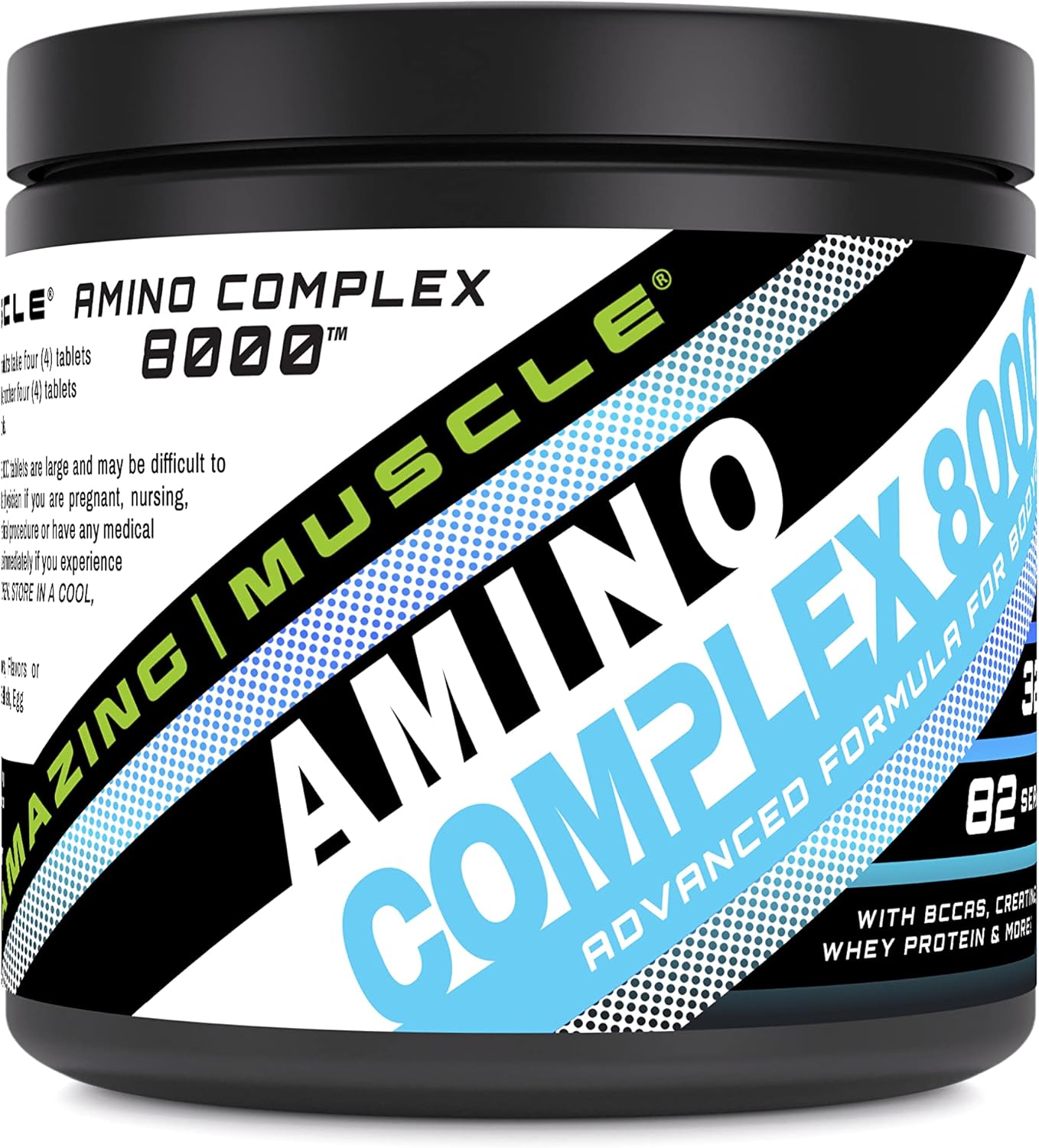 Premium Muscle Amino Complex Supplement | 8000 Mg Per Serving | 325 Tablets | Enhanced Formula with Taurine, Creatine, L-Glutamine, Whey Protein, & BCAA's