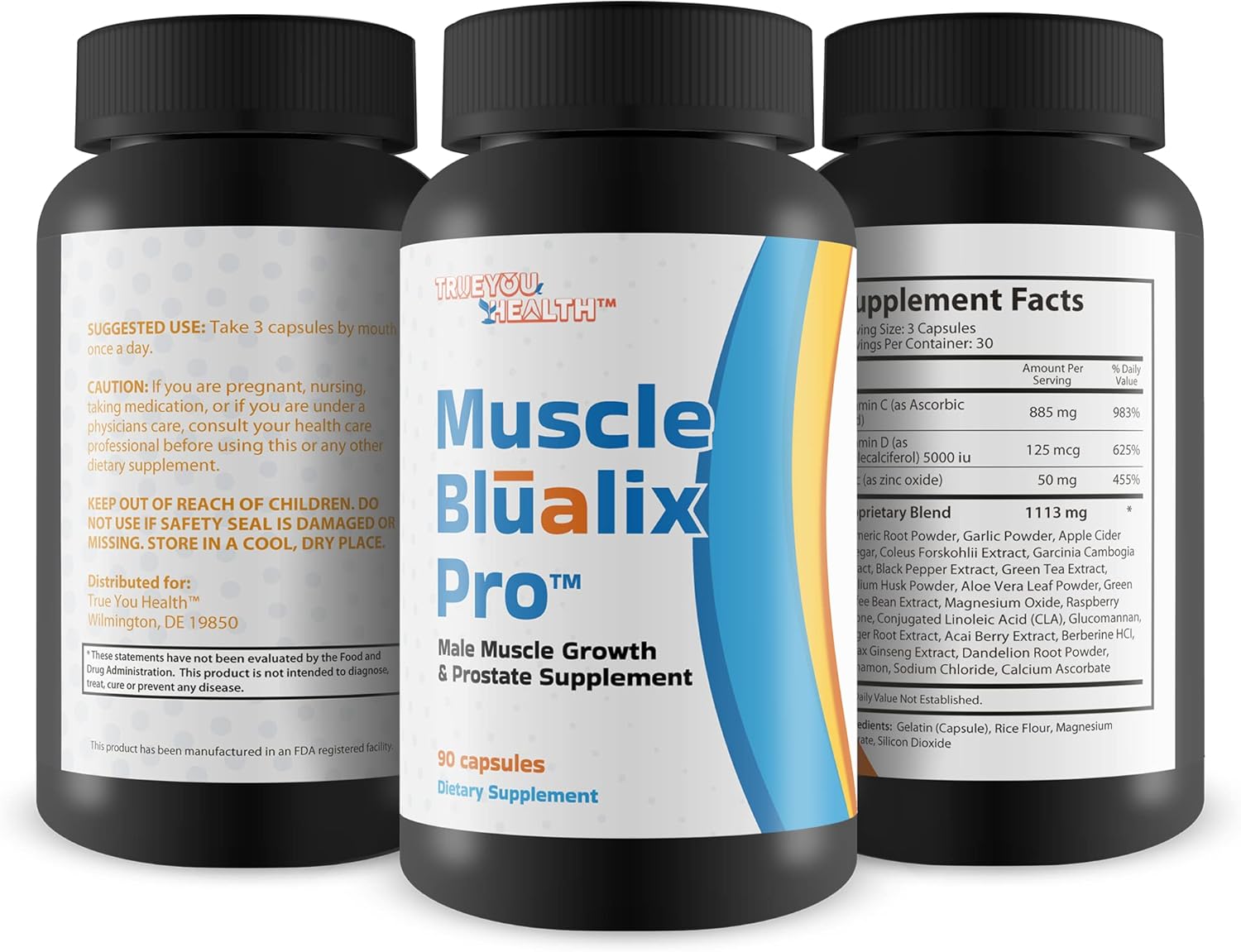 Premium Muscle Blualix Pro: Prostate Supplement for Men - Boost Energy & Motivation - Vitamin D, Zinc & Turmeric Formula - Antioxidant Male Health Support