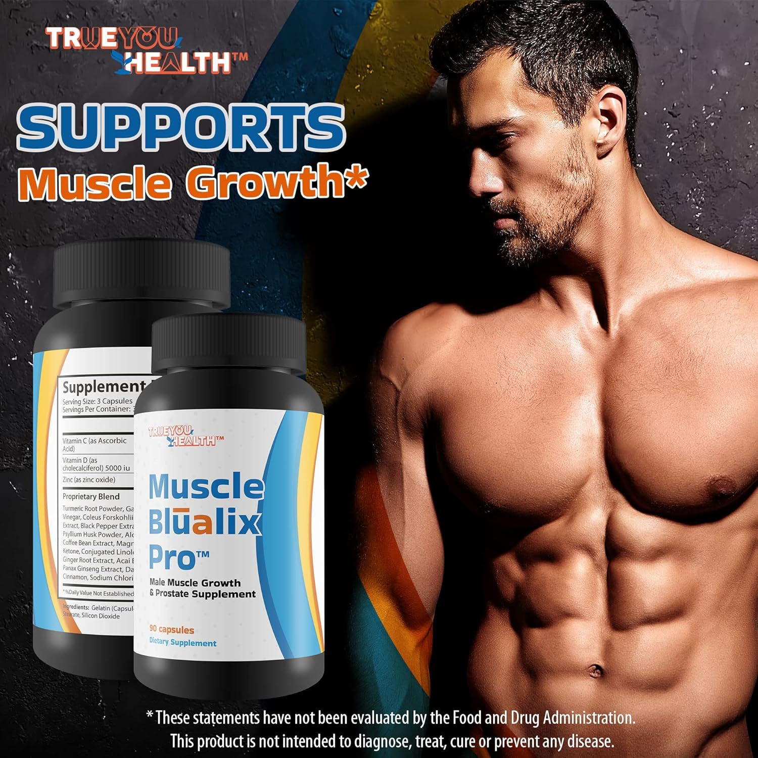 Premium Muscle Blualix Pro: Prostate Supplement for Men - Boost Energy & Motivation - Vitamin D, Zinc & Turmeric Formula - Antioxidant Male Health Support