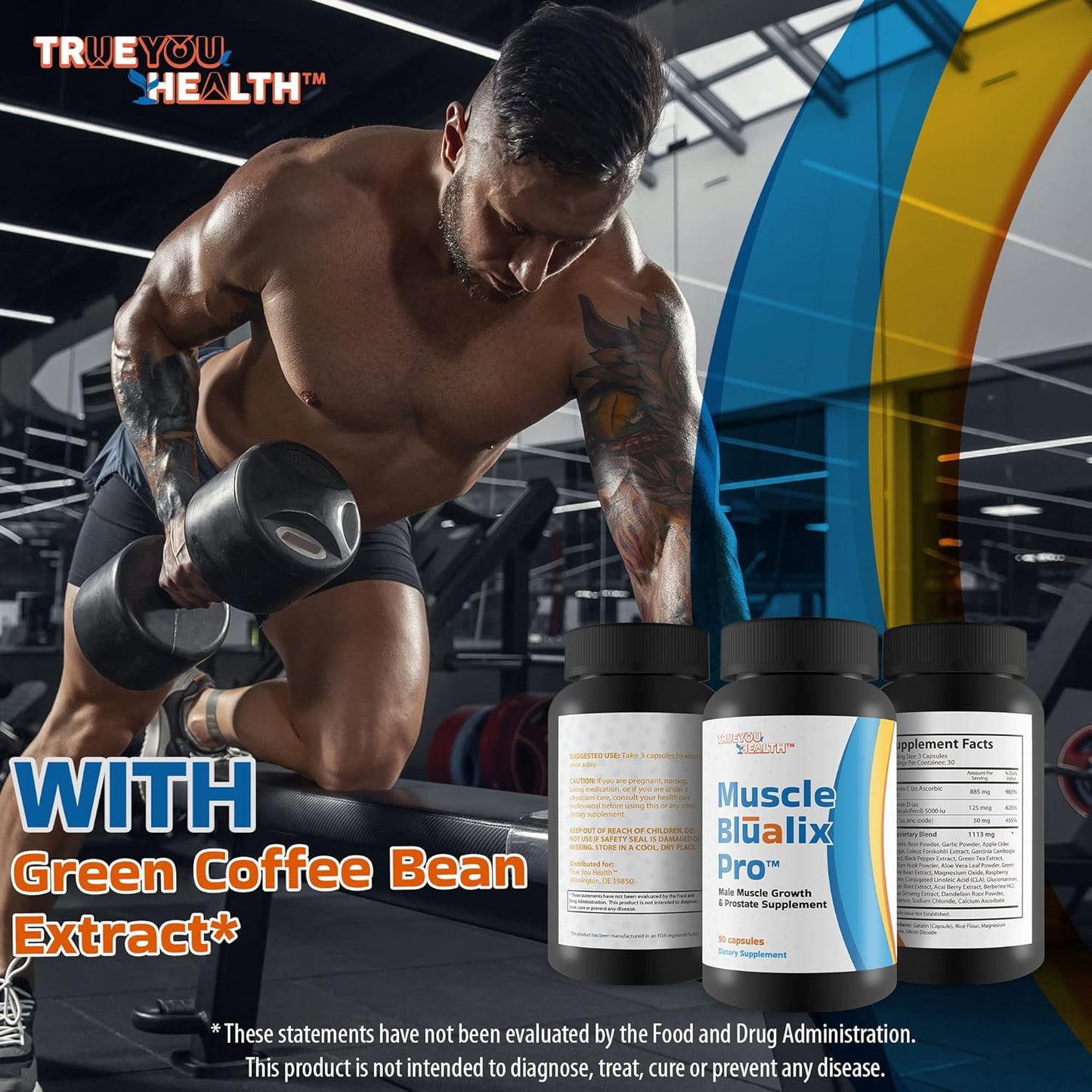 Premium Muscle Blualix Pro: Prostate Supplement for Men - Boost Energy & Motivation - Vitamin D, Zinc & Turmeric Formula - Antioxidant Male Health Support