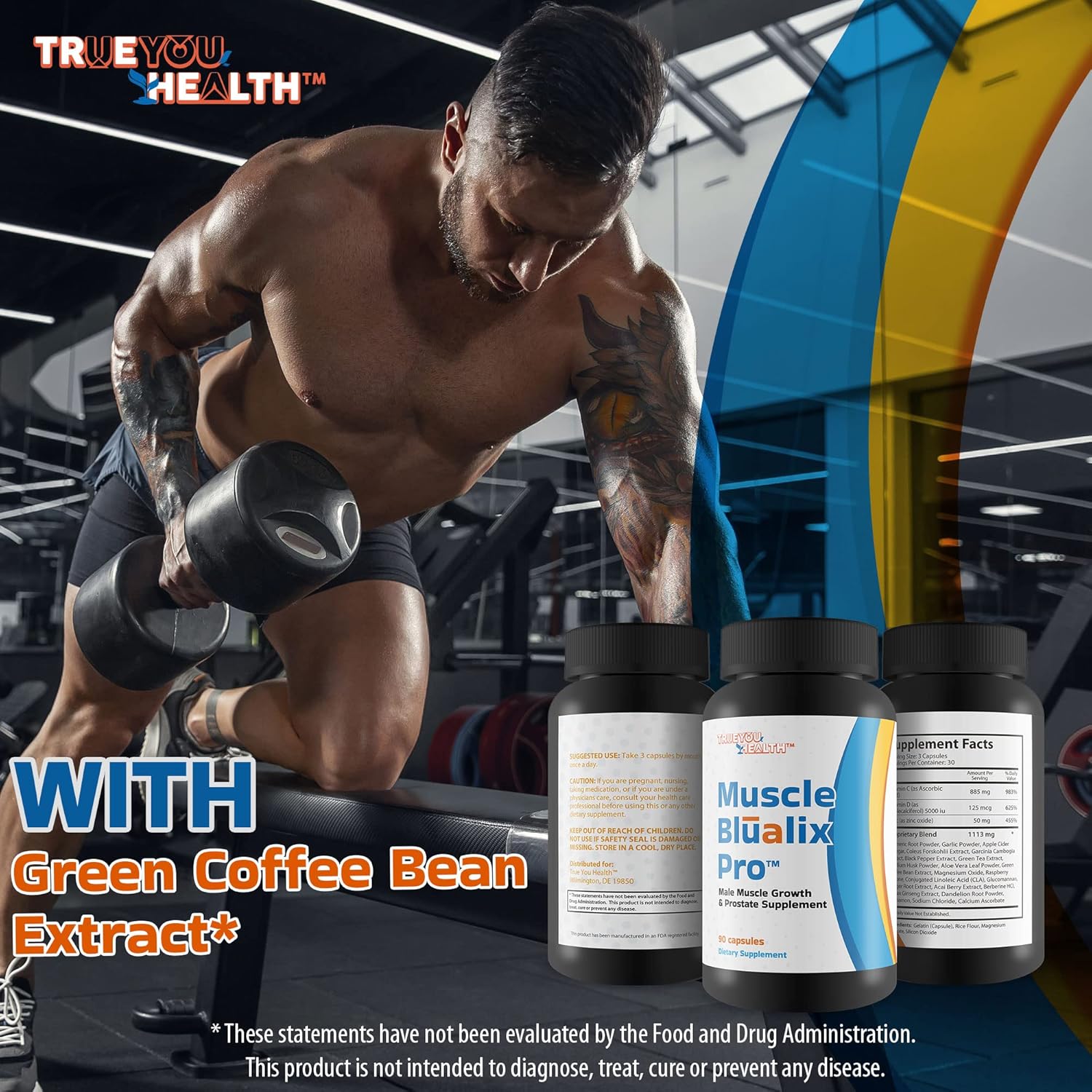 Premium Muscle Blualix Pro: Prostate Supplement for Men - Boost Energy & Motivation - Vitamin D, Zinc & Turmeric Formula - Antioxidant Male Health Support