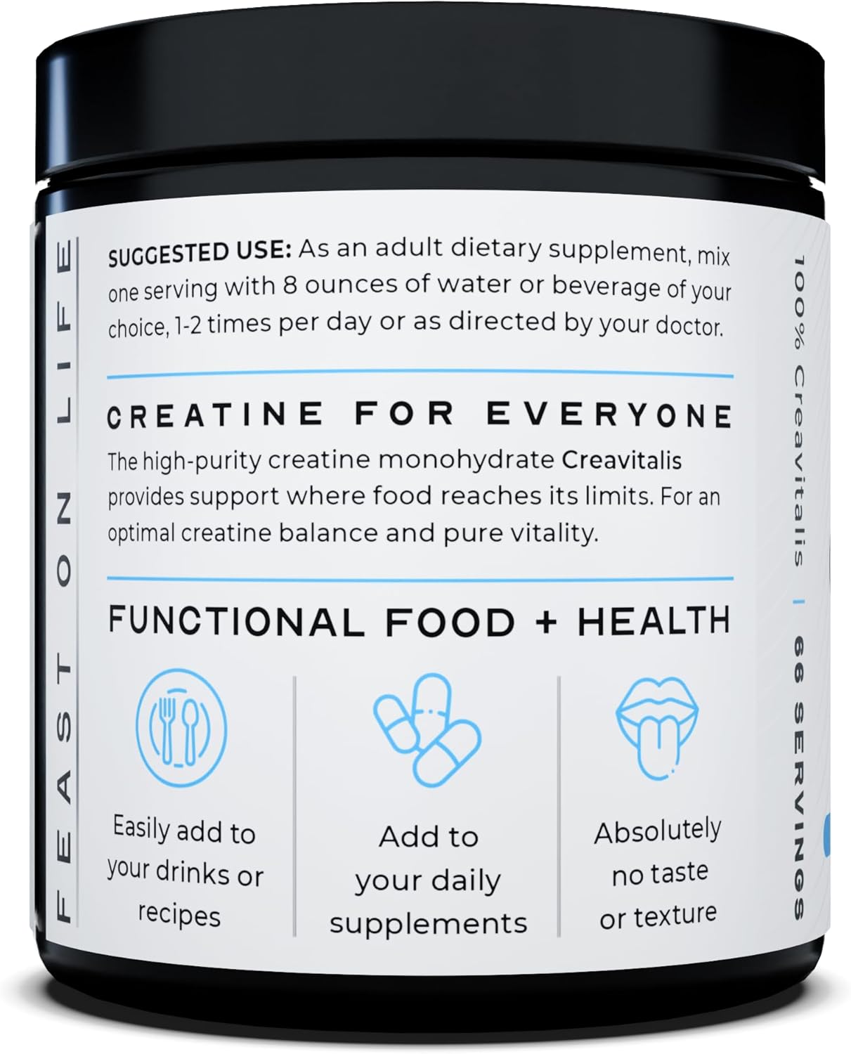 Premium Muscle Feast Creavitalis Micronized Creatine Monohydrate Powder - Easy Mix, Gluten-Free, Safe & Pure - Unflavored 200g - Ideal for Pre or Post-Workout