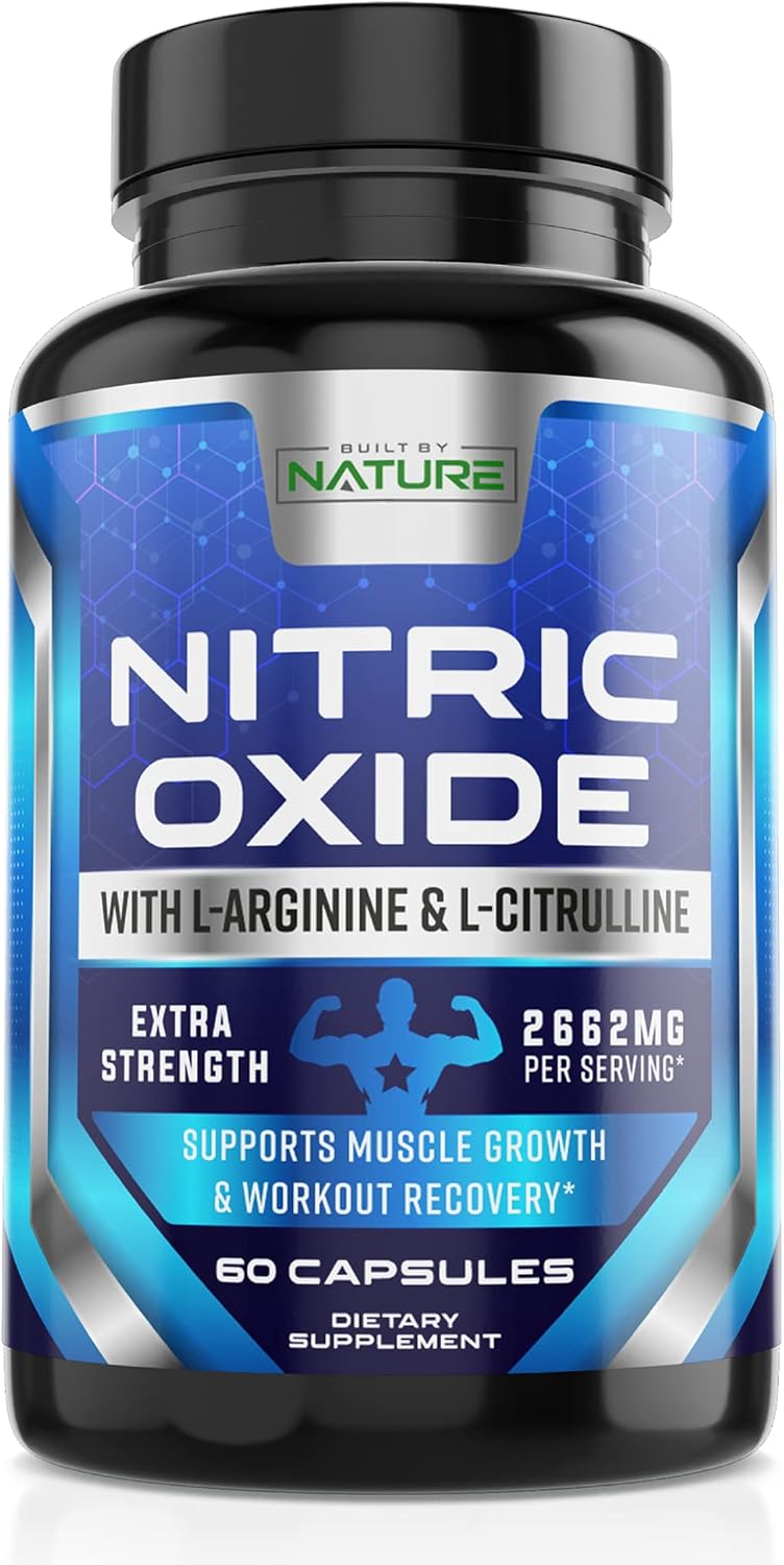 Premium Muscle Supporting Nitric Oxide Supplement - Extra Strength L Arginine with Citrulline Malate, AAKG, and Beta Alanine - Boost Strength & Energy for Harder Training - 60 Capsules