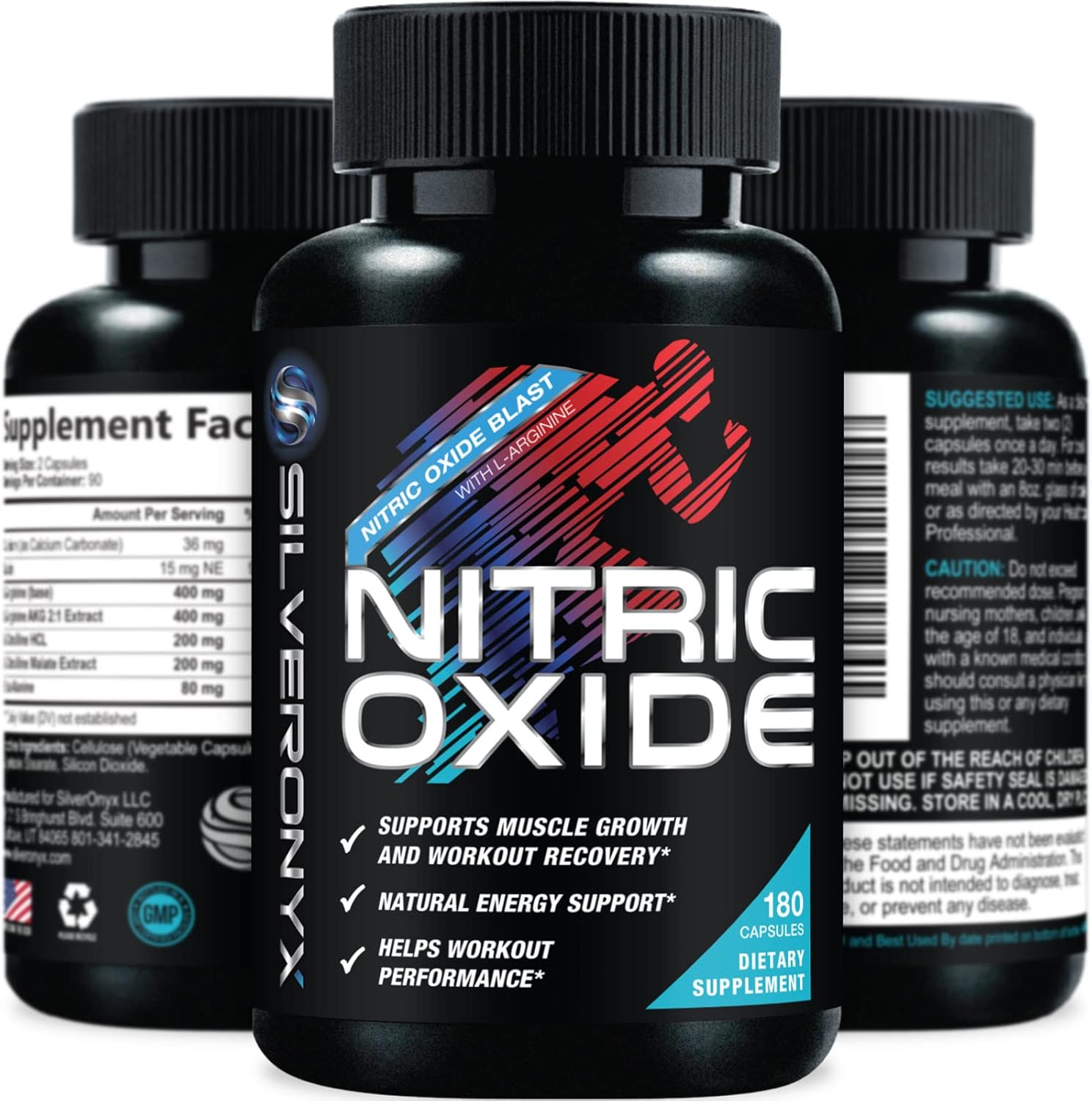 Premium Muscle Supporting Nitric Oxide Supplement - Enhanced Strength & Energy Formula - 180 Capsules