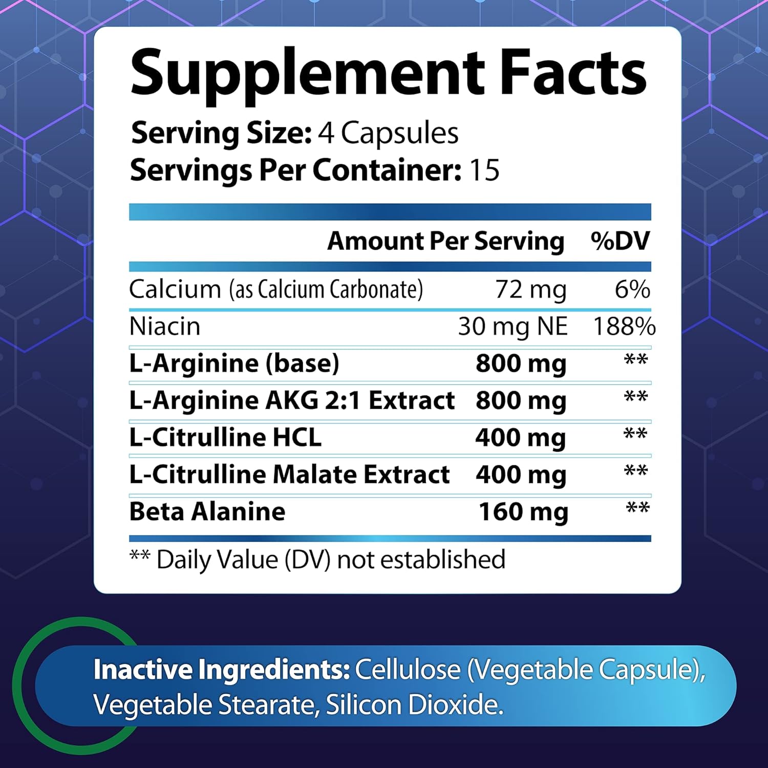 Premium Muscle Supporting Nitric Oxide Supplement - Extra Strength L Arginine with Citrulline Malate, AAKG, and Beta Alanine - Boost Strength & Energy for Harder Training - 60 Capsules