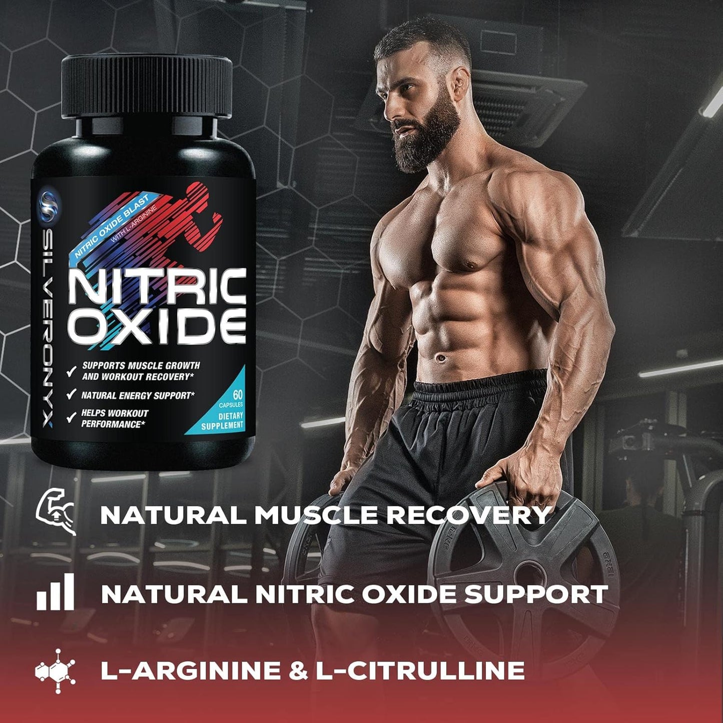 Premium Muscle Supporting Nitric Oxide Supplement - Enhanced Strength & Energy - 60 Capsules
