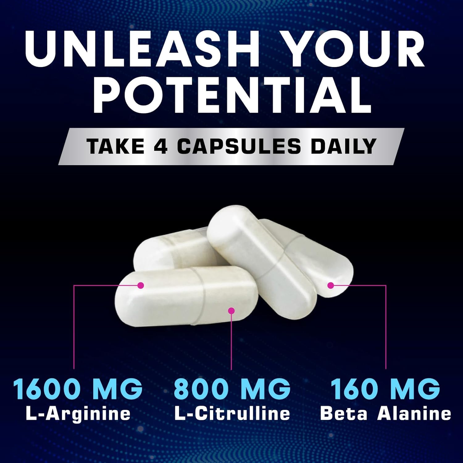 Premium Muscle Supporting Nitric Oxide Supplement - Extra Strength L-Arginine Blend with Citrulline Malate, AAKG, Beta Alanine - Boost Energy & Strength for Intense Workouts - 180 Capsules