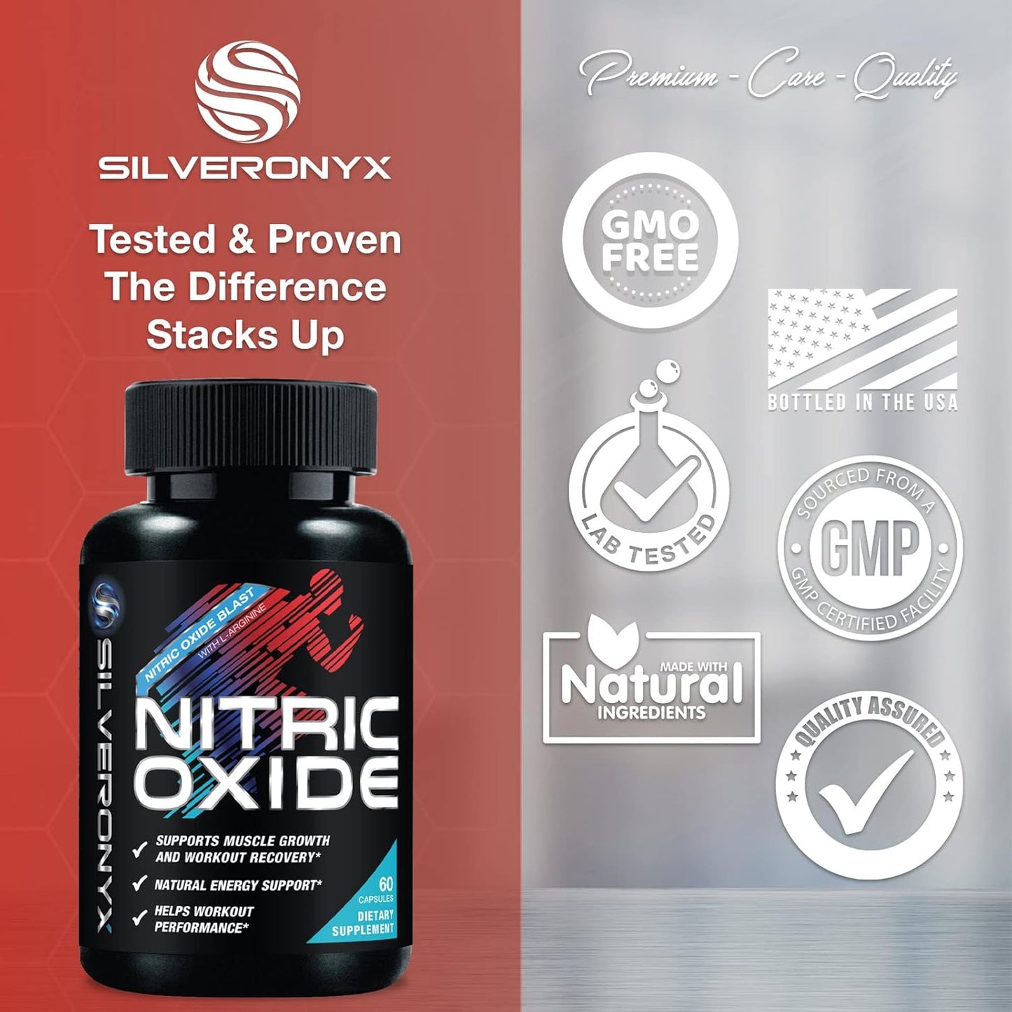 Premium Muscle Supporting Nitric Oxide Supplement - Enhanced Strength & Energy - 60 Capsules