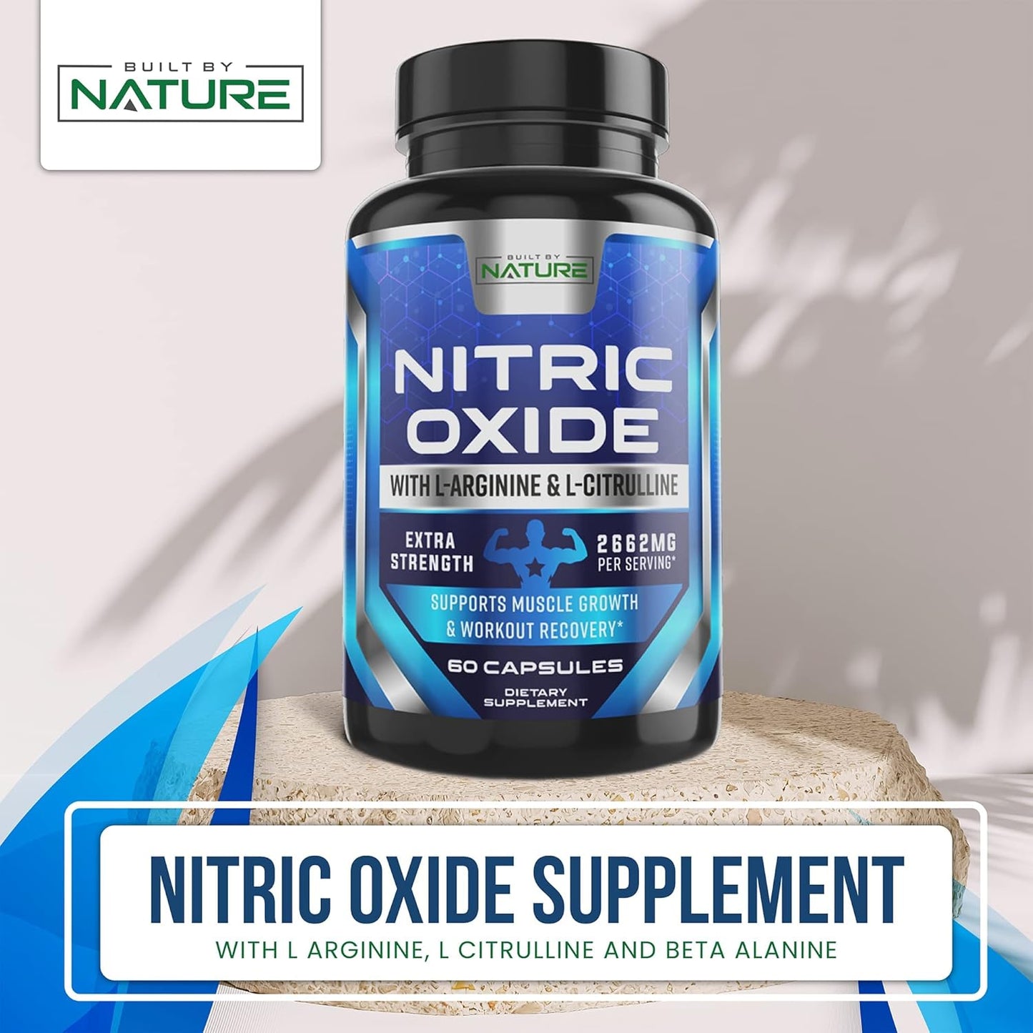 Premium Muscle Supporting Nitric Oxide Supplement - Extra Strength L Arginine with Citrulline Malate, AAKG, and Beta Alanine - Boost Strength & Energy for Harder Training - 60 Capsules