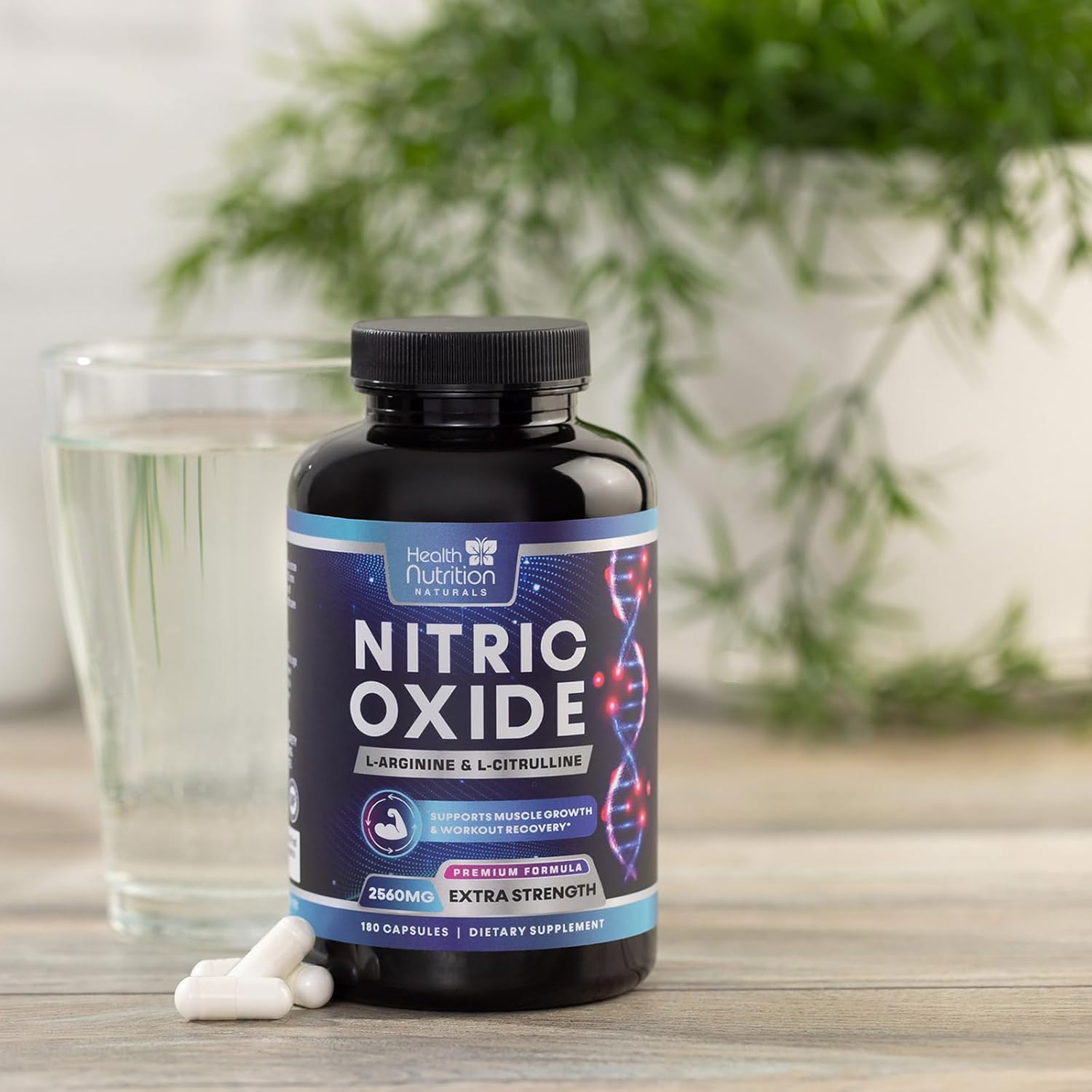 Premium Muscle Supporting Nitric Oxide Supplement - Extra Strength L-Arginine Blend with Citrulline Malate, AAKG, Beta Alanine - Boost Energy & Strength for Intense Workouts - 180 Capsules