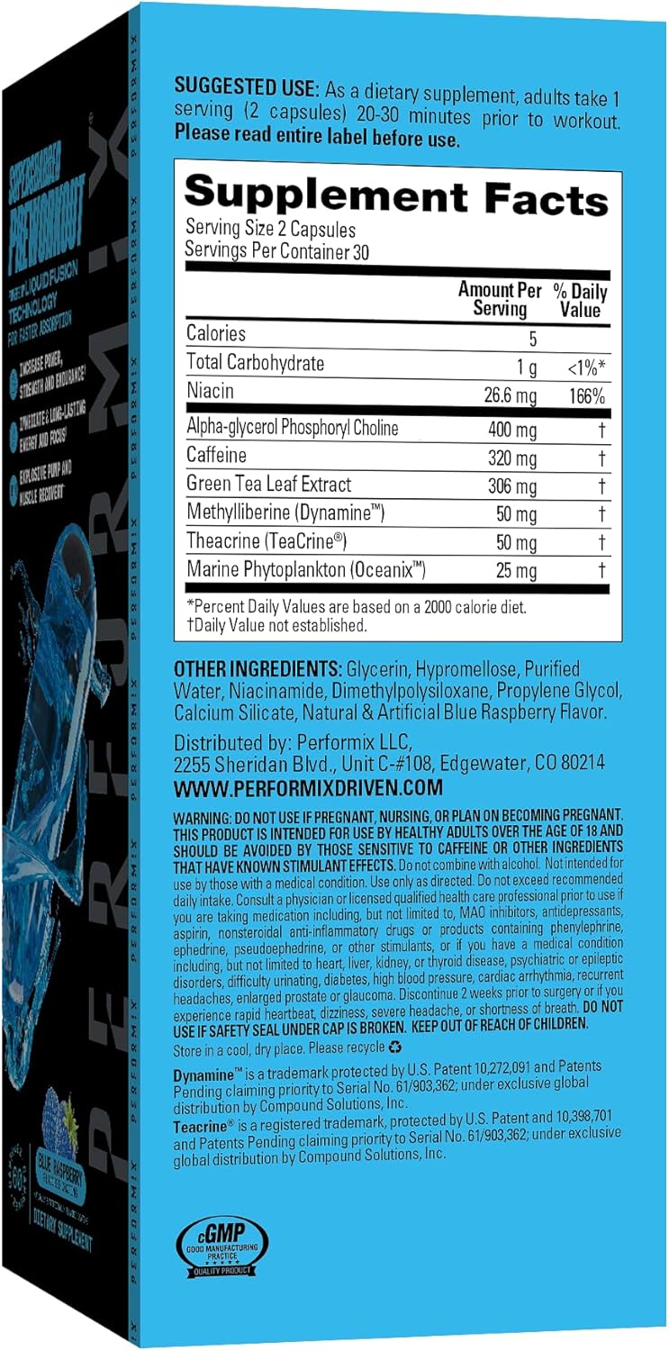 Premium Muscle Supporting Preworkout Capsules with Sustained Energy, Endurance, and Focus for Hardcore Training - Includes Oceanix and Alpha GPC - 60 Count