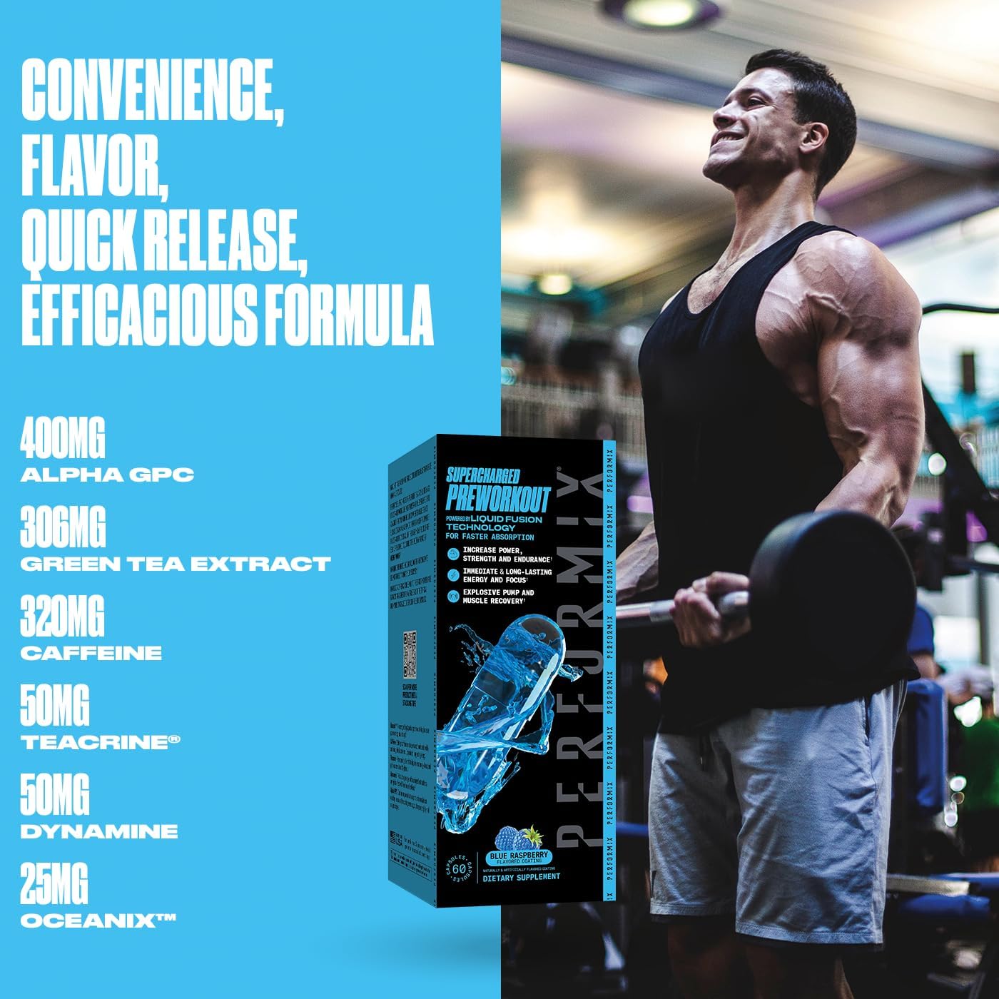Premium Muscle Supporting Preworkout Capsules with Sustained Energy, Endurance, and Focus for Hardcore Training - Includes Oceanix and Alpha GPC - 60 Count